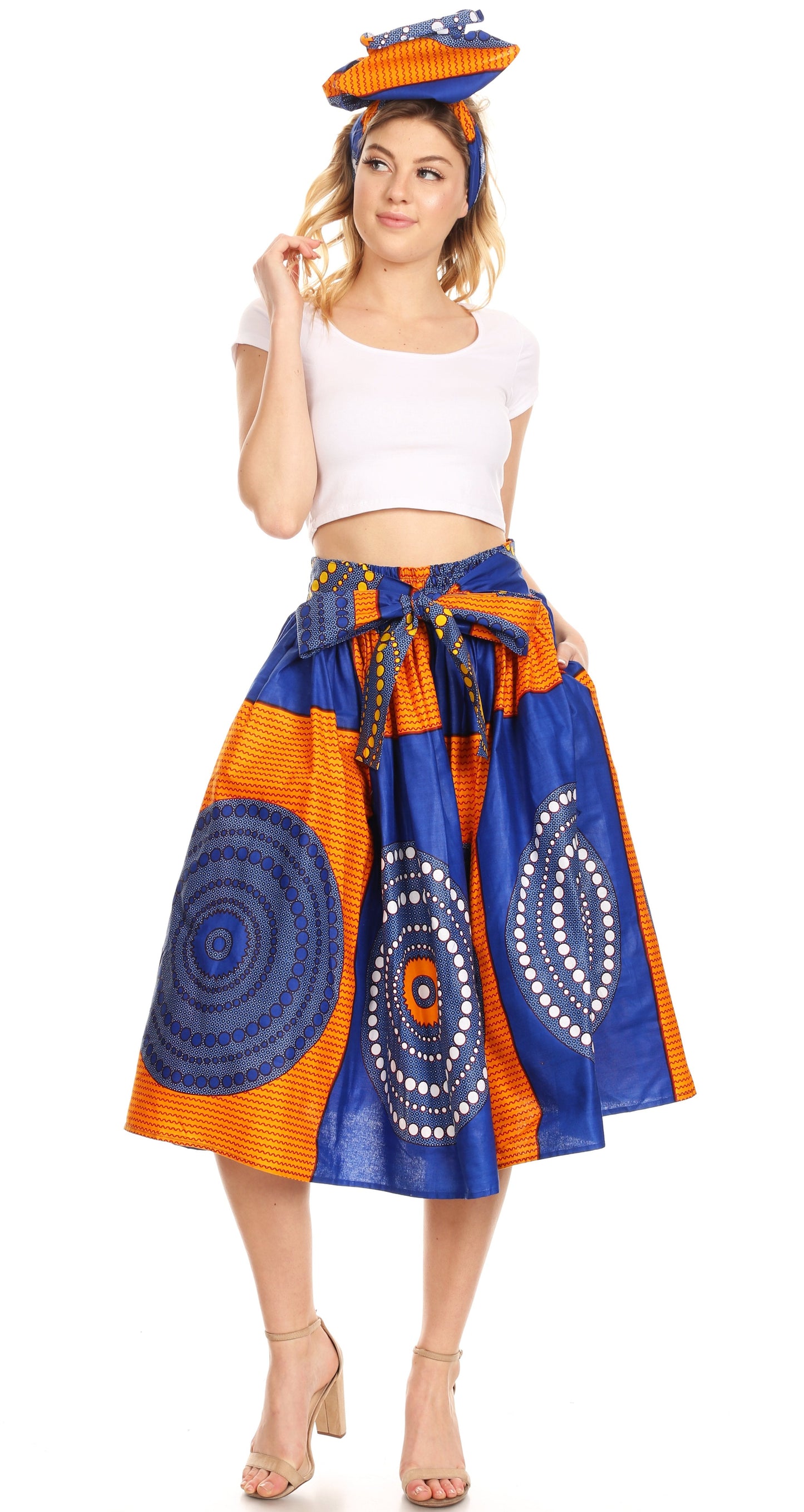 Sakkas African Dutch Ankara Wax Print Full Circle Skirt - Concordia Style Boutique