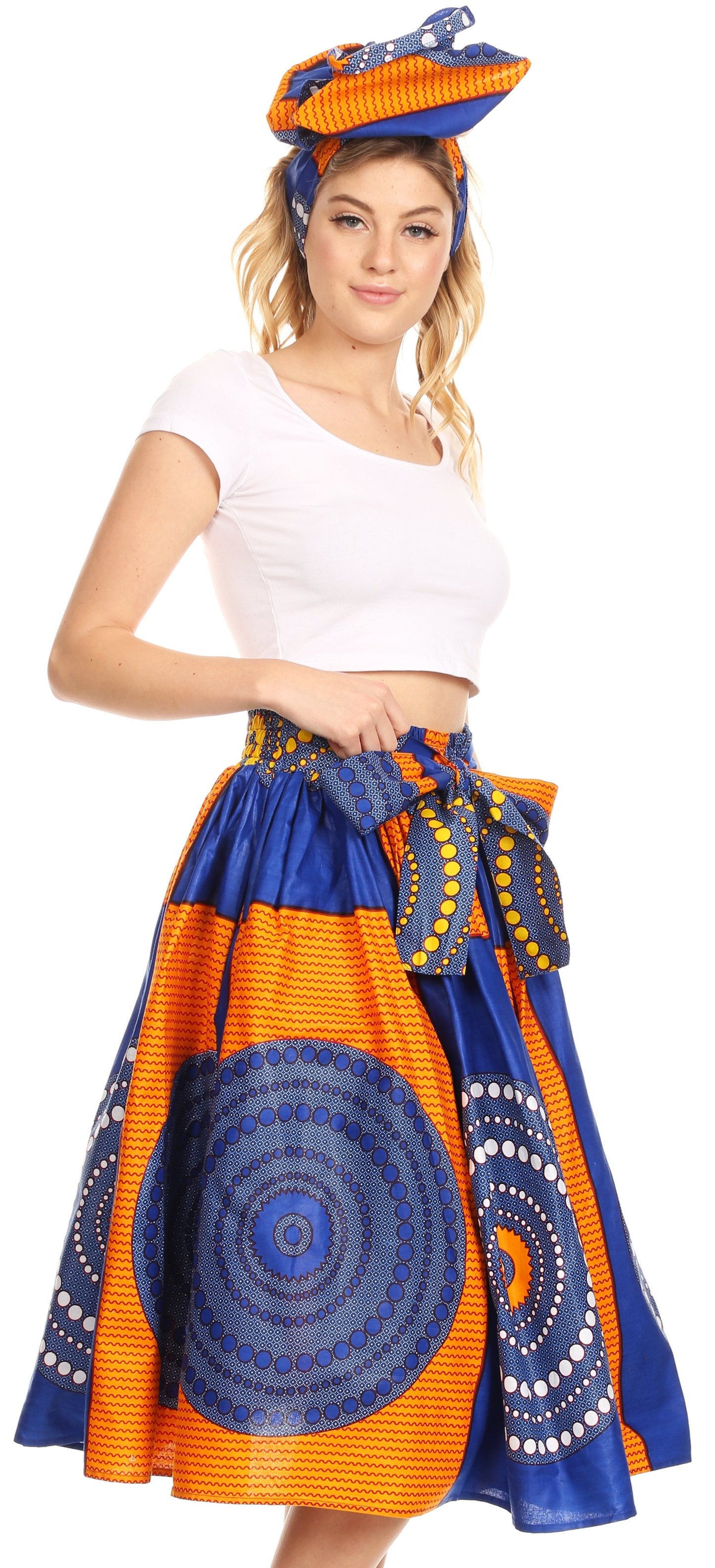 Sakkas African Dutch Ankara Wax Print Full Circle Skirt - Concordia Style Boutique