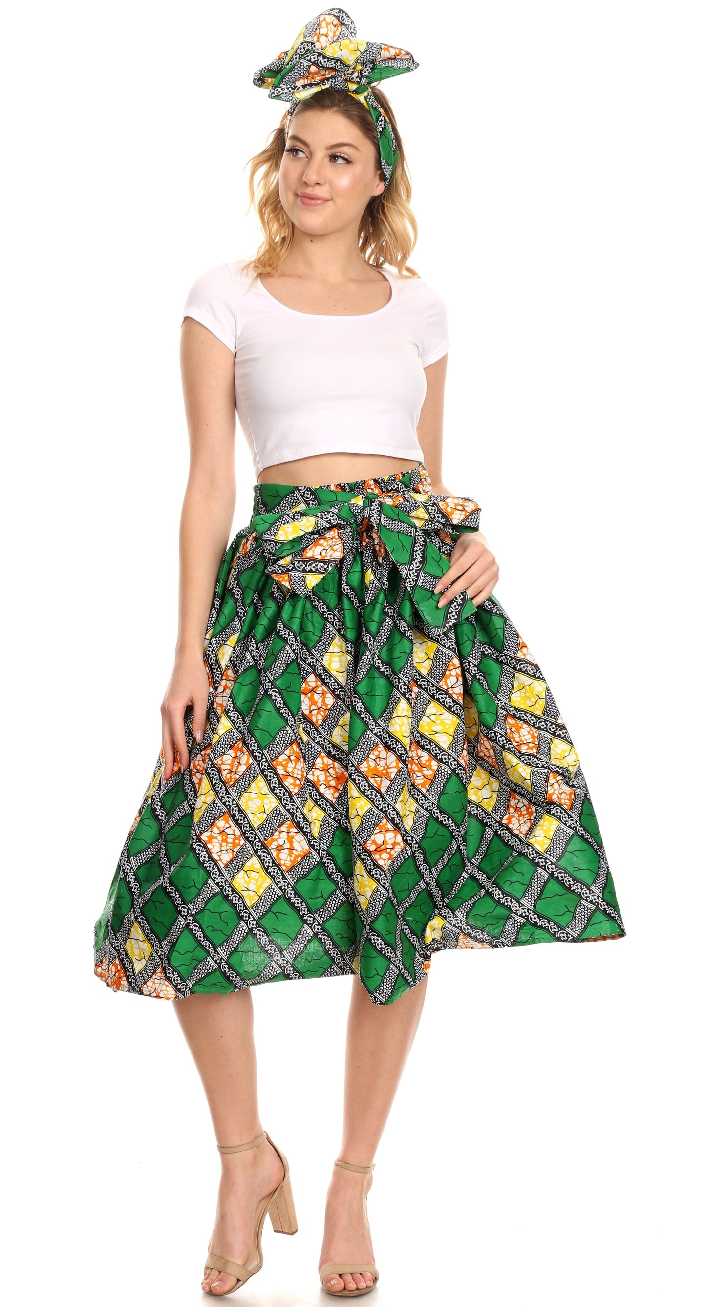 Sakkas African Dutch Ankara Wax Print Full Circle Skirt - Concordia Style Boutique
