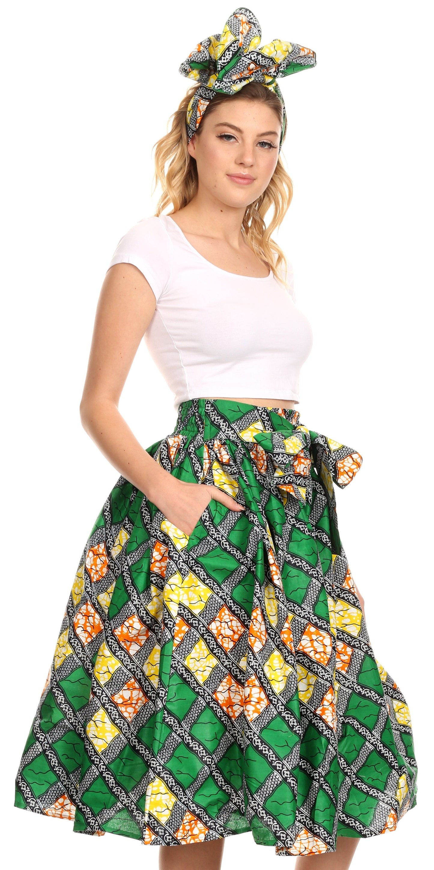 Sakkas African Dutch Ankara Wax Print Full Circle Skirt - Concordia Style Boutique