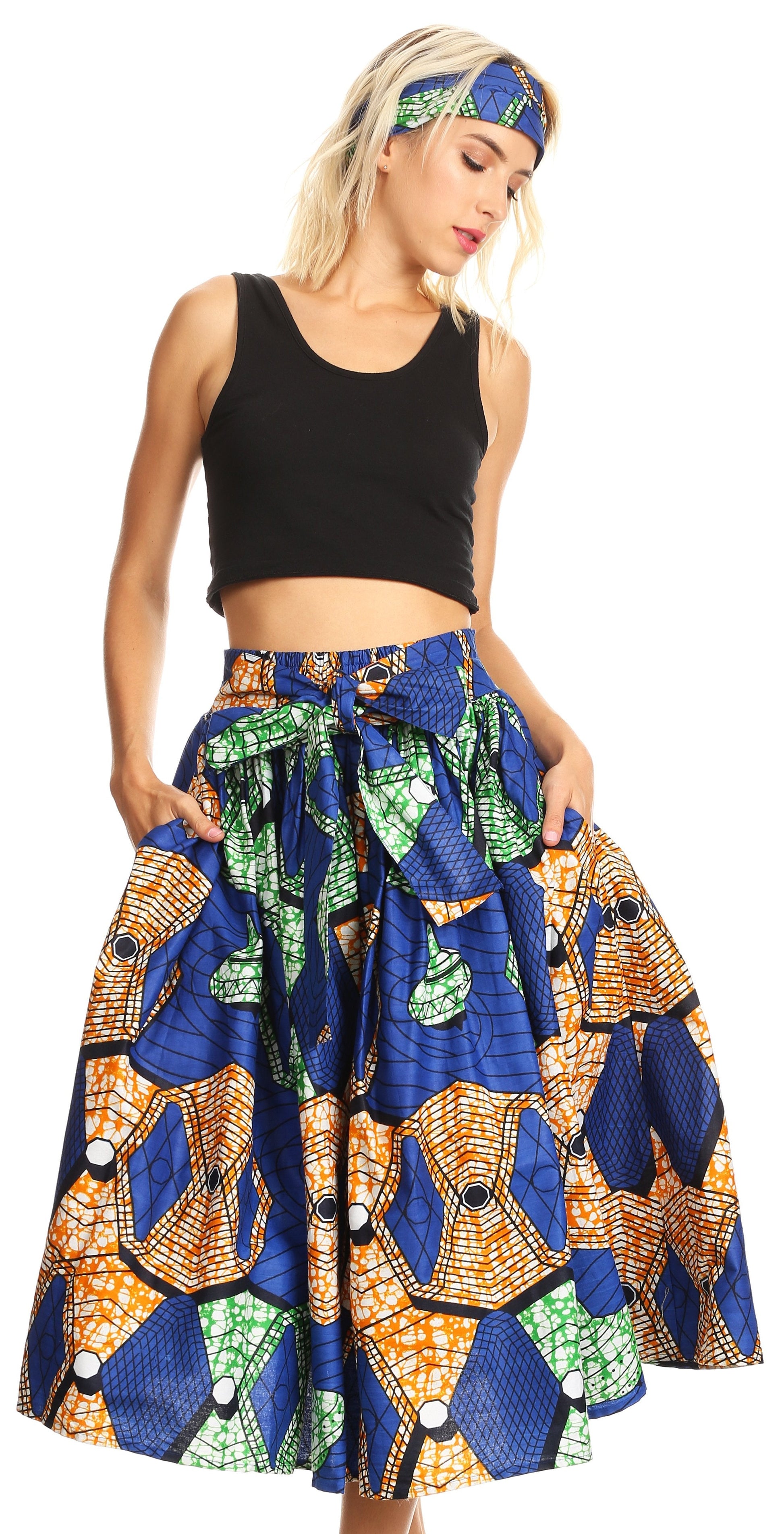 Sakkas African Dutch Ankara Wax Print Full Circle Skirt - Concordia Style Boutique