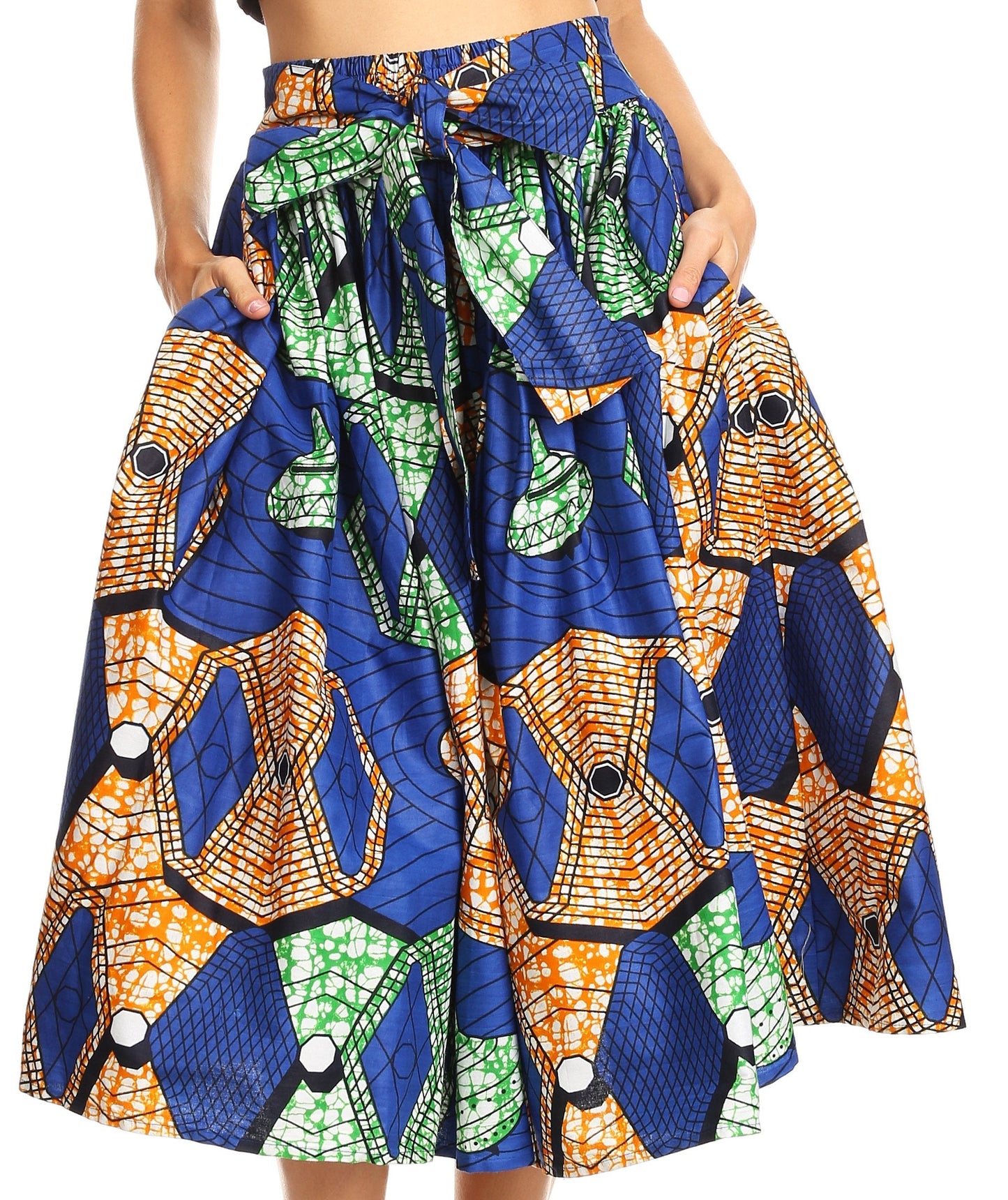 Sakkas African Dutch Ankara Wax Print Full Circle Skirt - Concordia Style Boutique