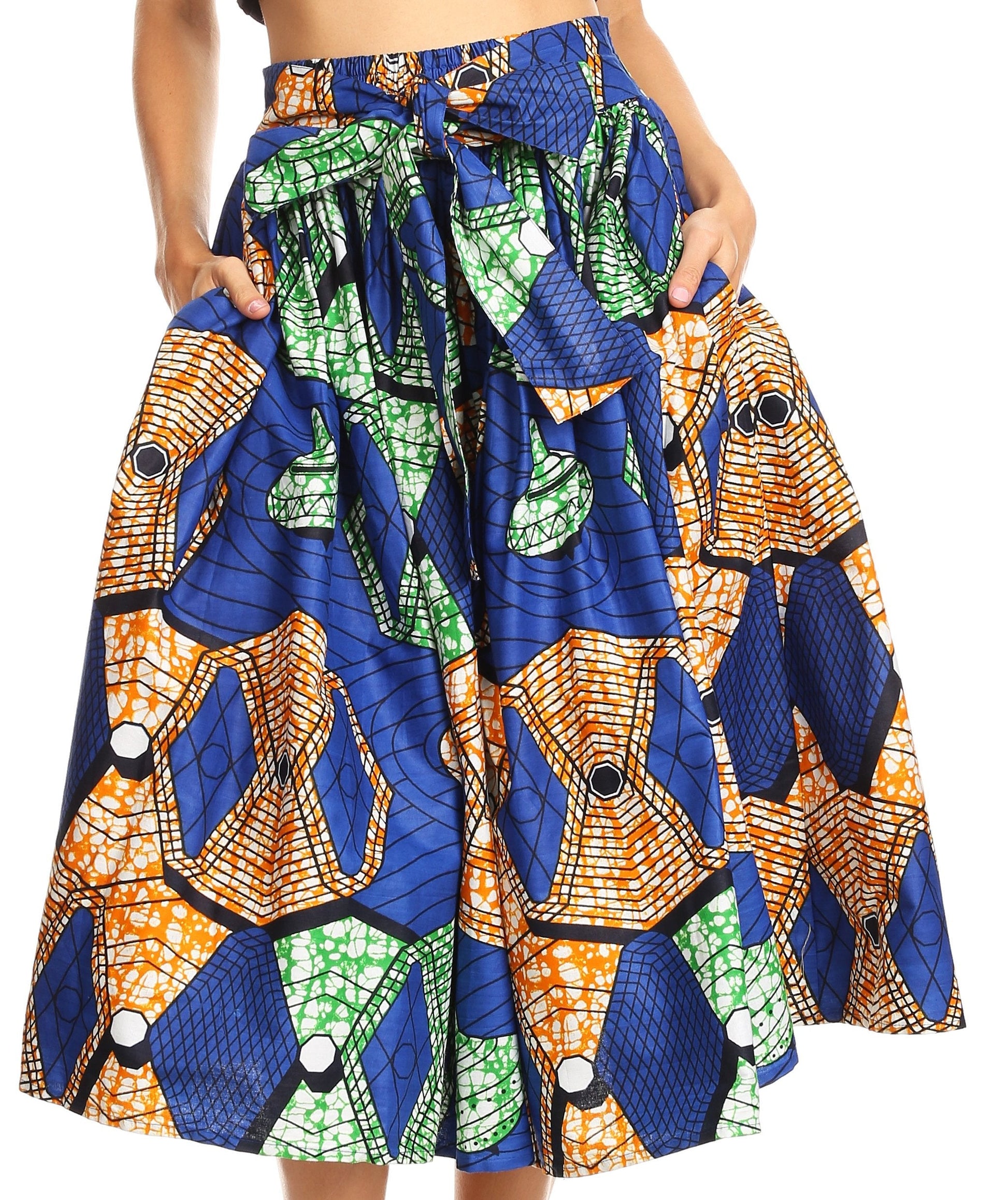 Sakkas African Dutch Ankara Wax Print Full Circle Skirt - Concordia Style Boutique