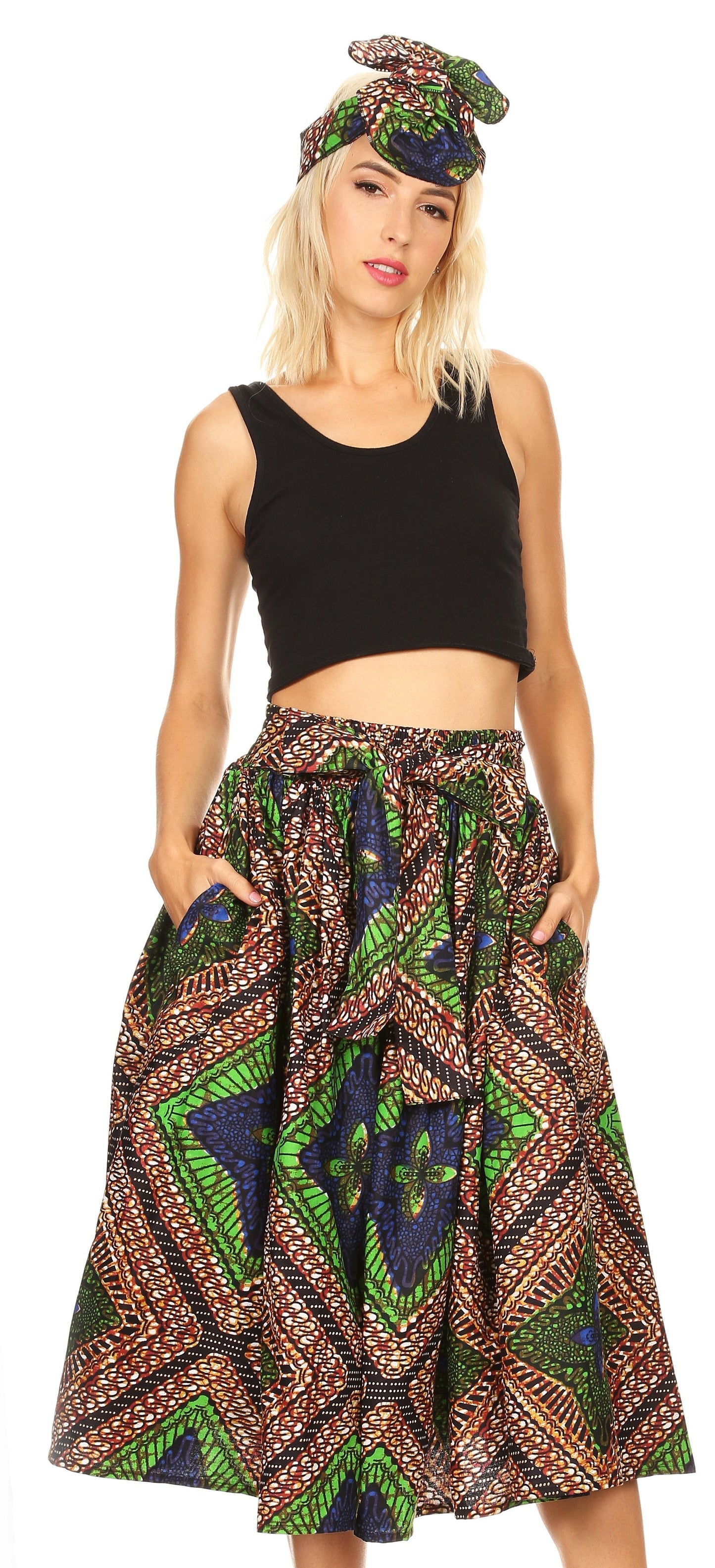 Sakkas African Dutch Ankara Wax Print Full Circle Skirt - Concordia Style Boutique