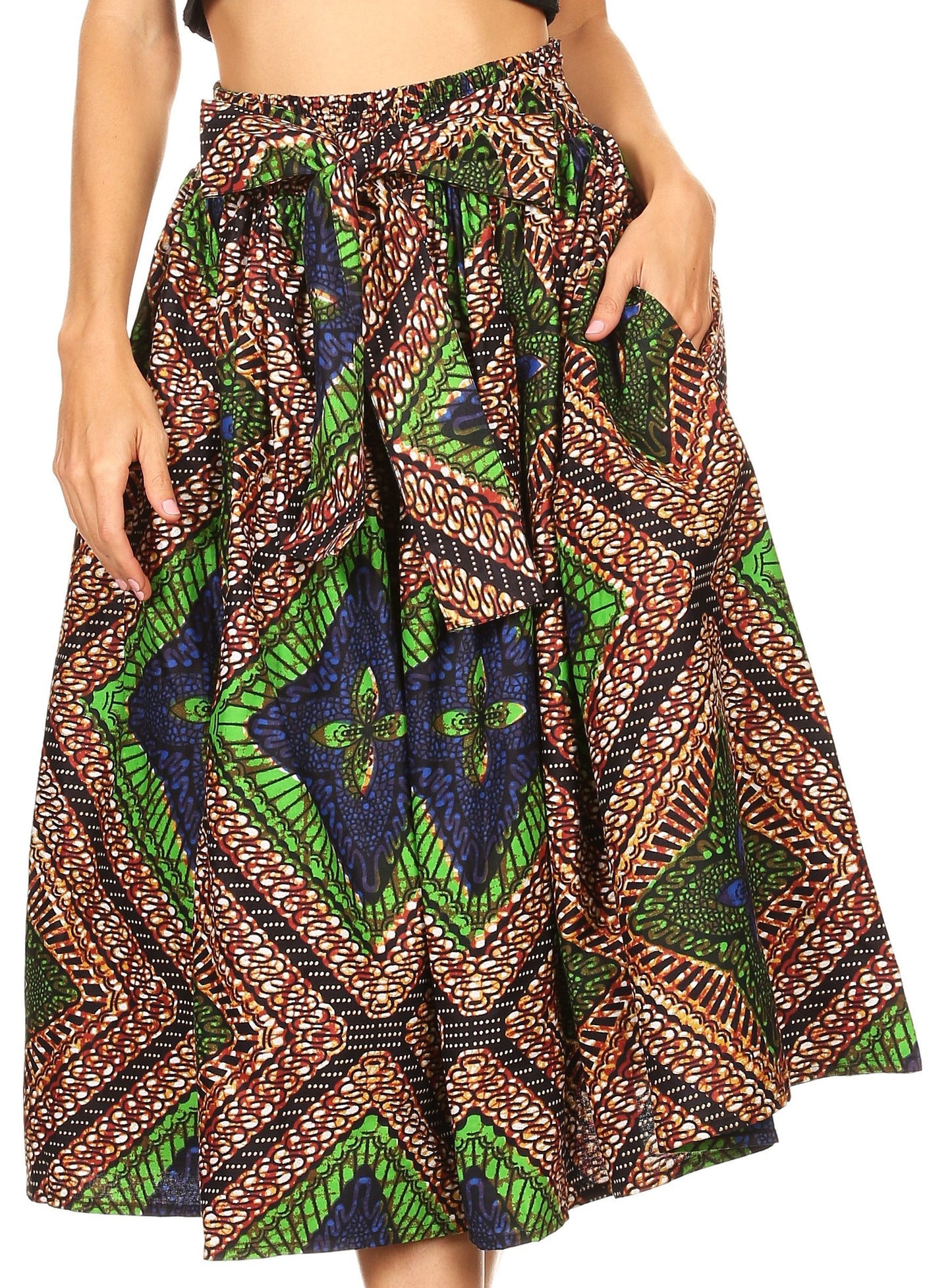 Sakkas African Dutch Ankara Wax Print Full Circle Skirt - Concordia Style Boutique