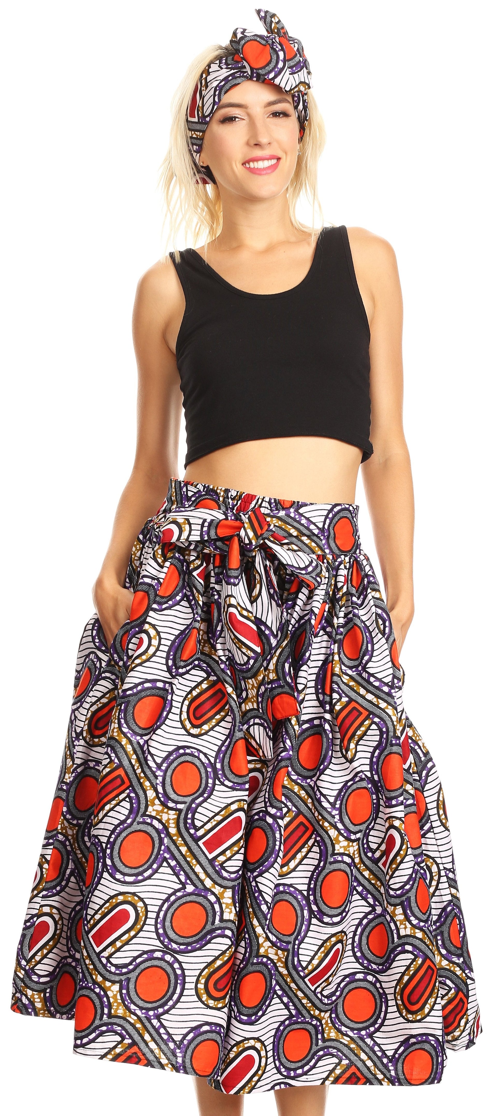 Sakkas African Dutch Ankara Wax Print Full Circle Skirt - Concordia Style Boutique