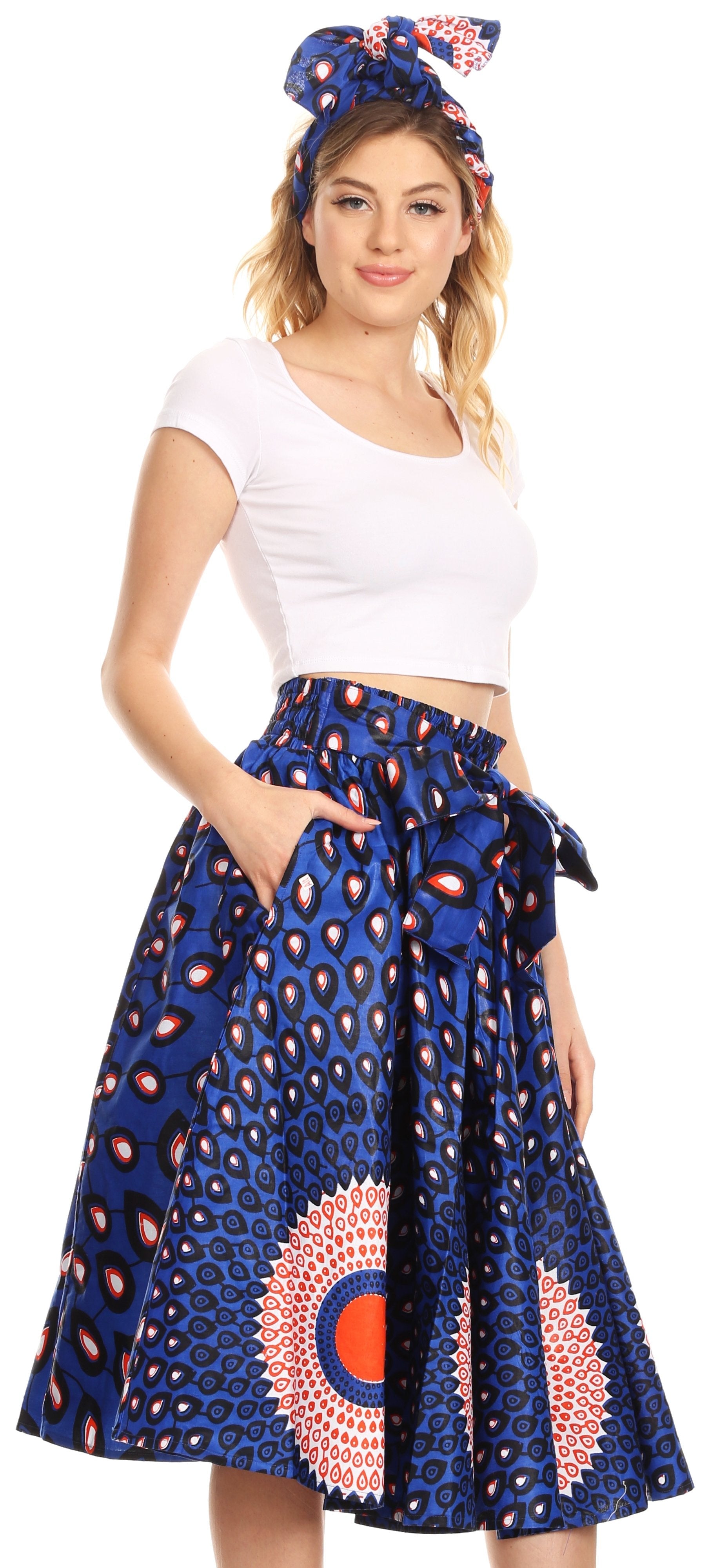 Sakkas African Dutch Ankara Wax Print Full Circle Skirt - Concordia Style Boutique