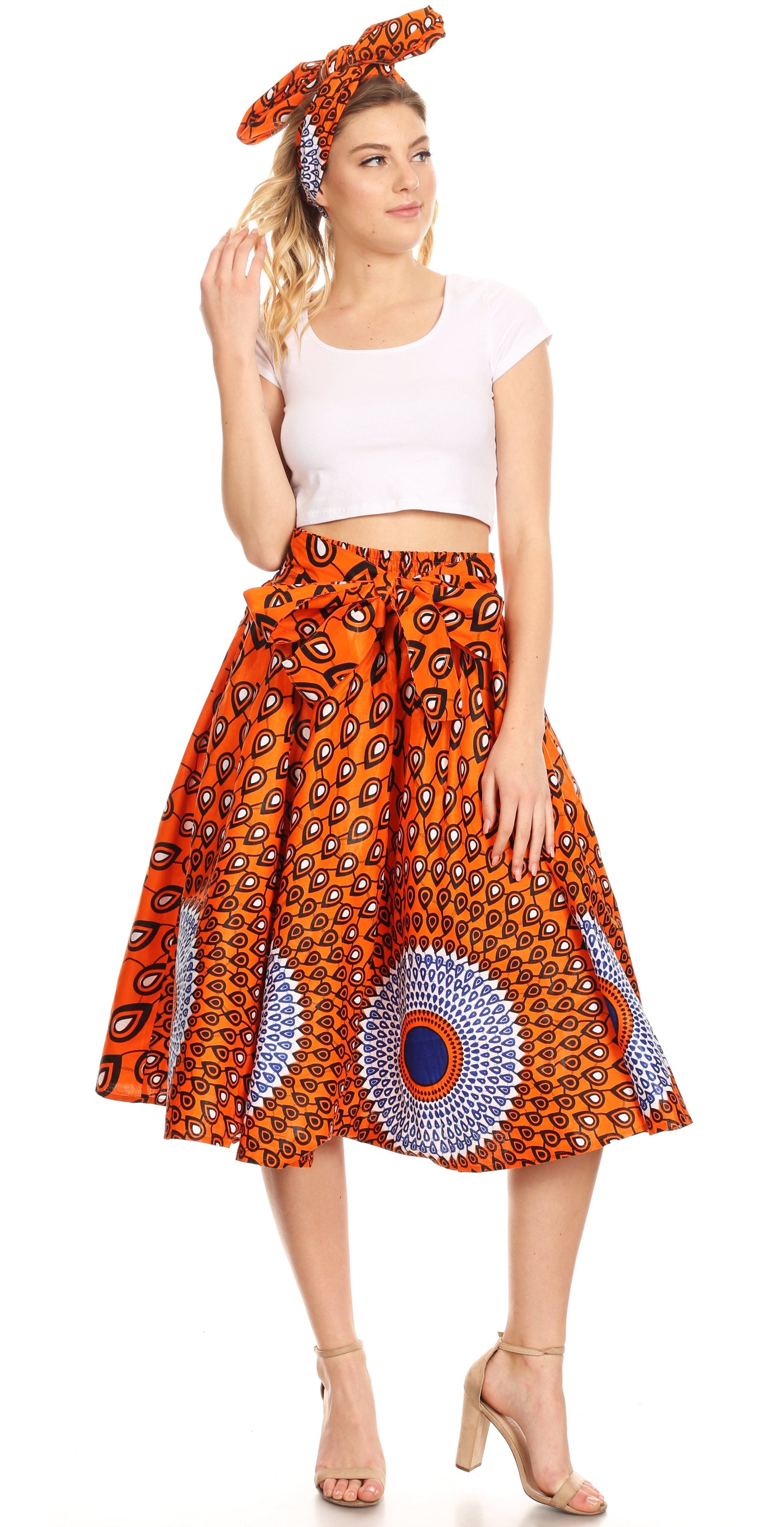 Sakkas African Dutch Ankara Wax Print Full Circle Skirt - Concordia Style Boutique