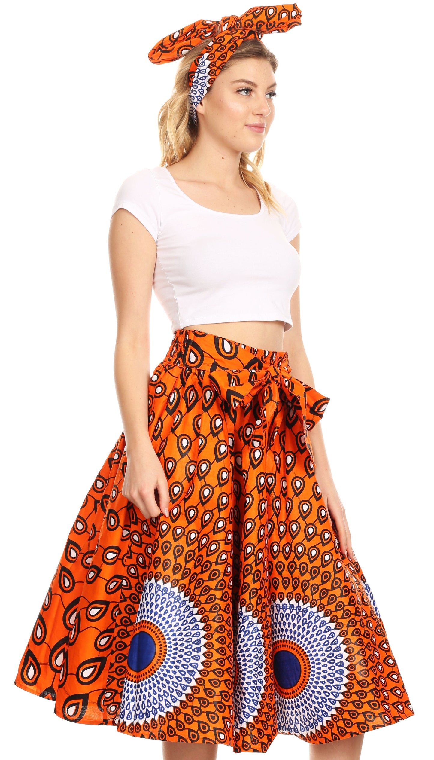 Sakkas African Dutch Ankara Wax Print Full Circle Skirt - Concordia Style Boutique