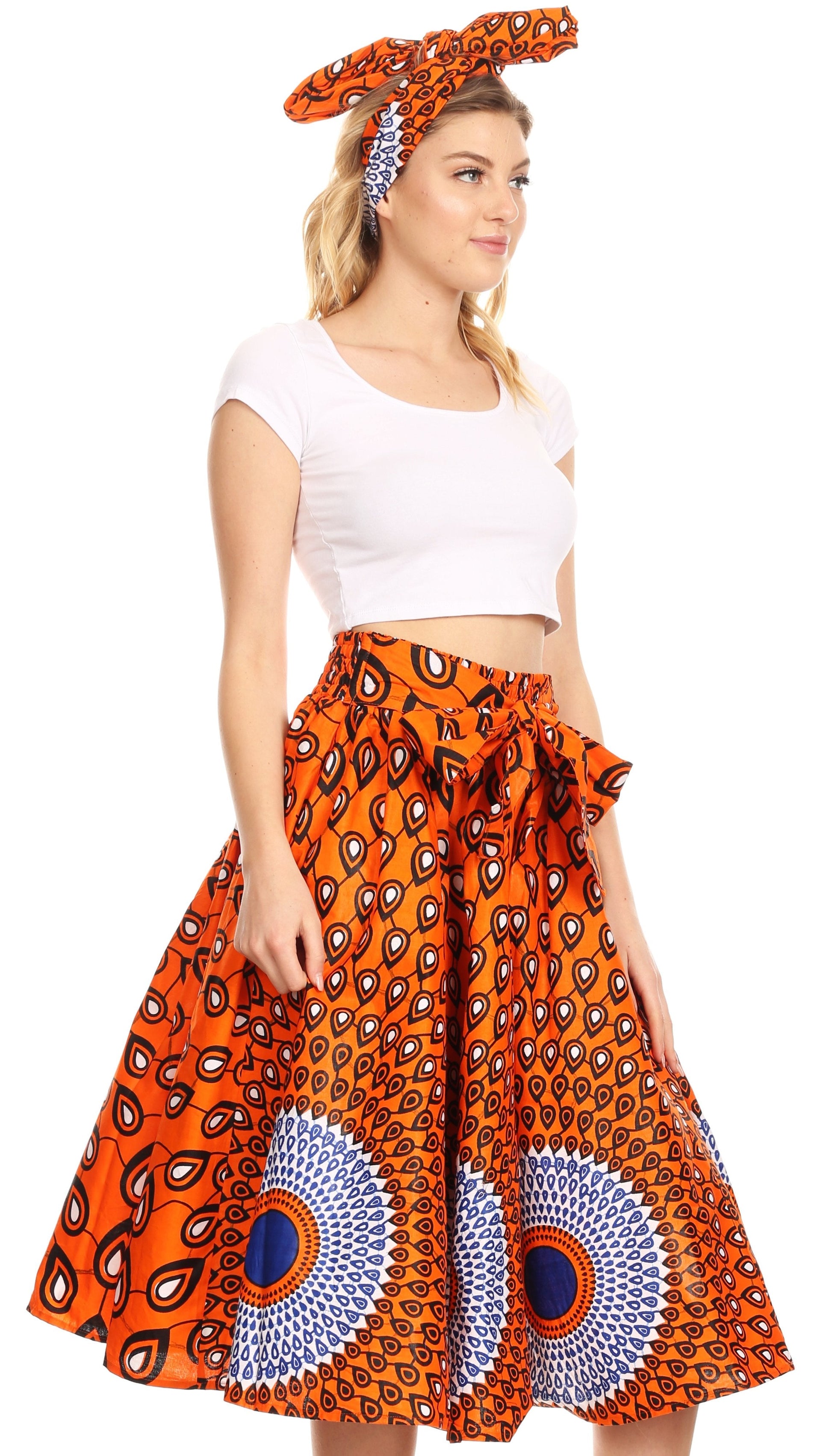 Sakkas African Dutch Ankara Wax Print Full Circle Skirt - Concordia Style Boutique