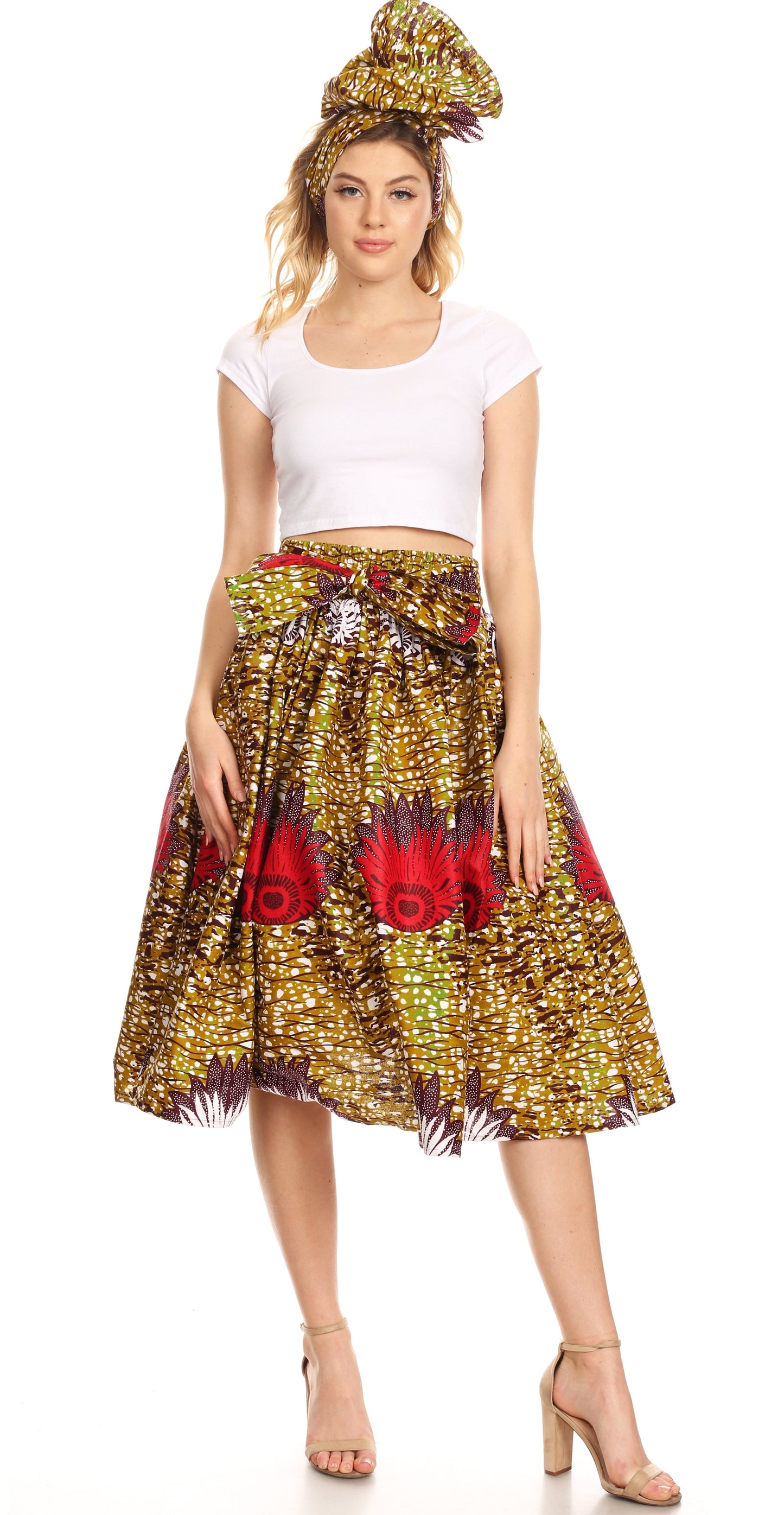 Sakkas African Dutch Ankara Wax Print Full Circle Skirt - Concordia Style Boutique
