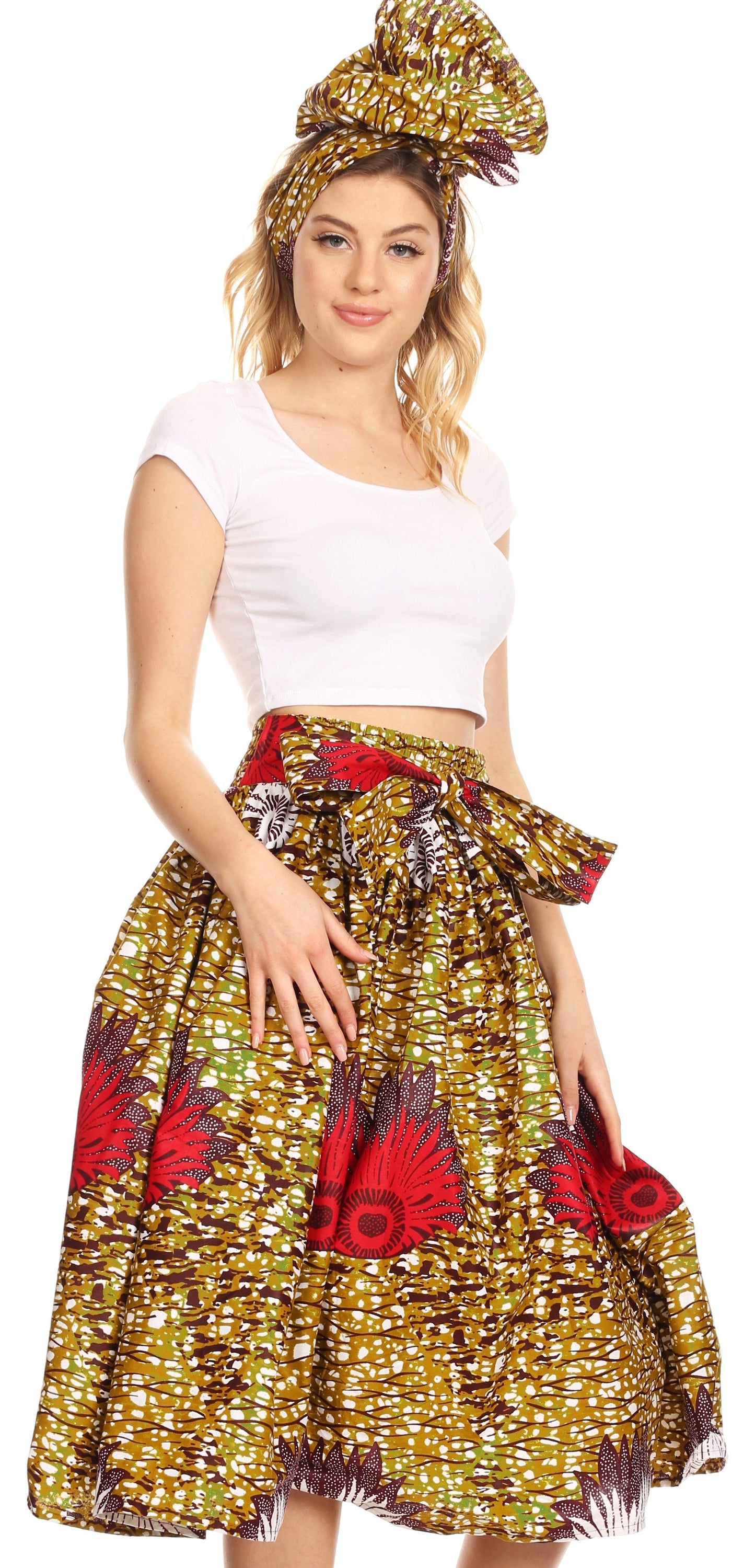 Sakkas African Dutch Ankara Wax Print Full Circle Skirt - Concordia Style Boutique