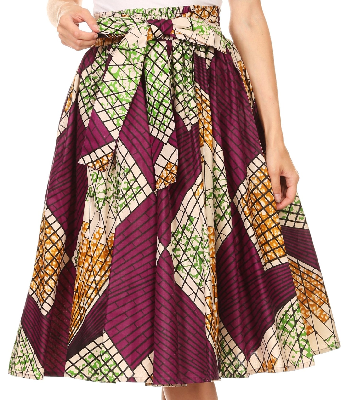 Sakkas African Dutch Ankara Wax Print Full Circle Skirt - Concordia Style Boutique