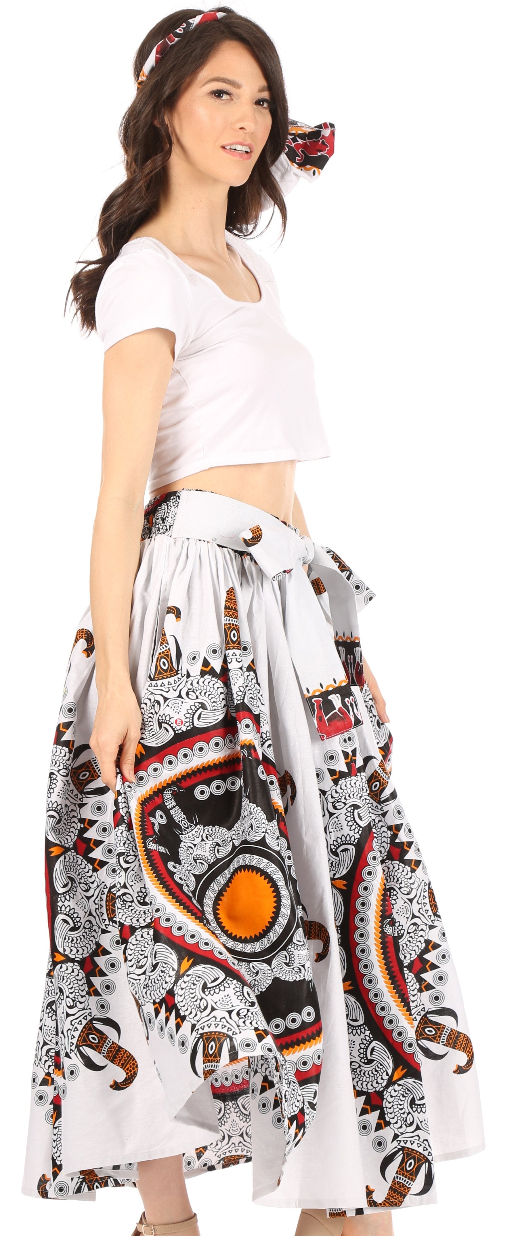 Sakkas African Dutch Ankara Wax Print Full Circle Skirt - Concordia Style Boutique