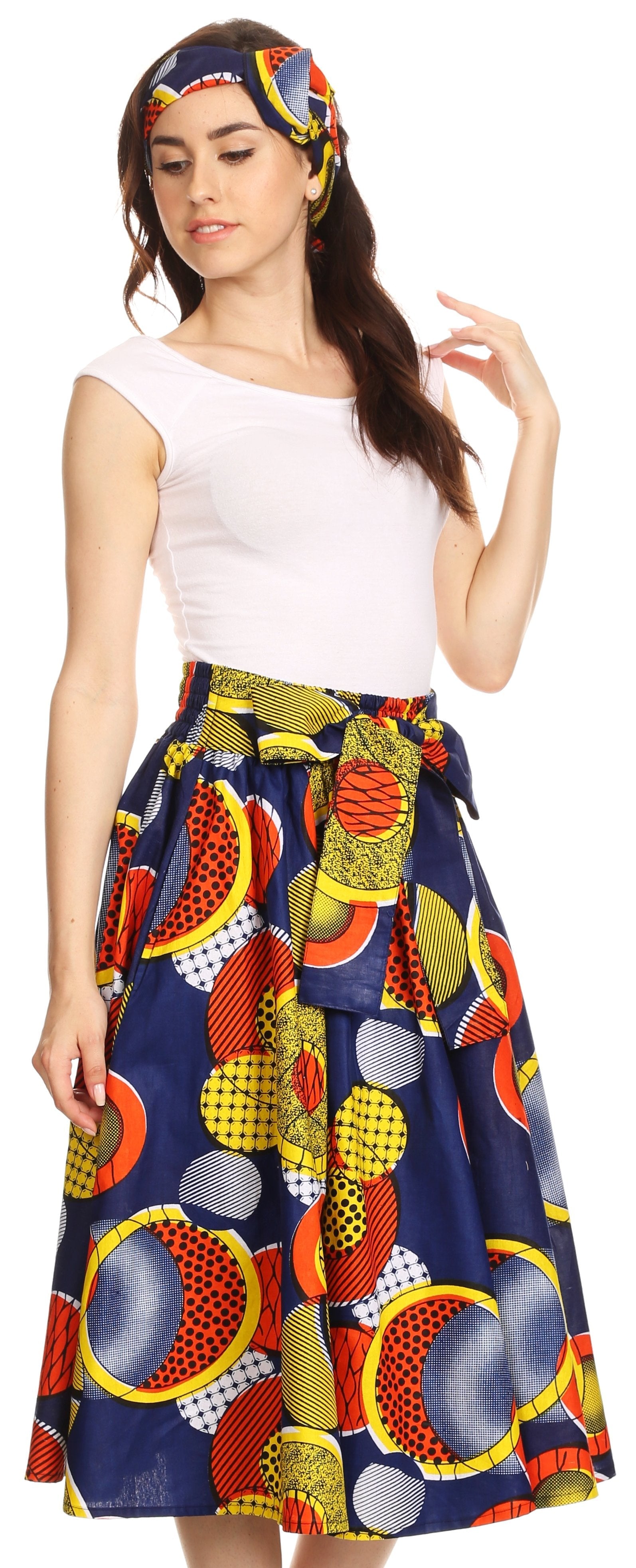 Sakkas African Dutch Ankara Wax Print Full Circle Skirt - Concordia Style Boutique