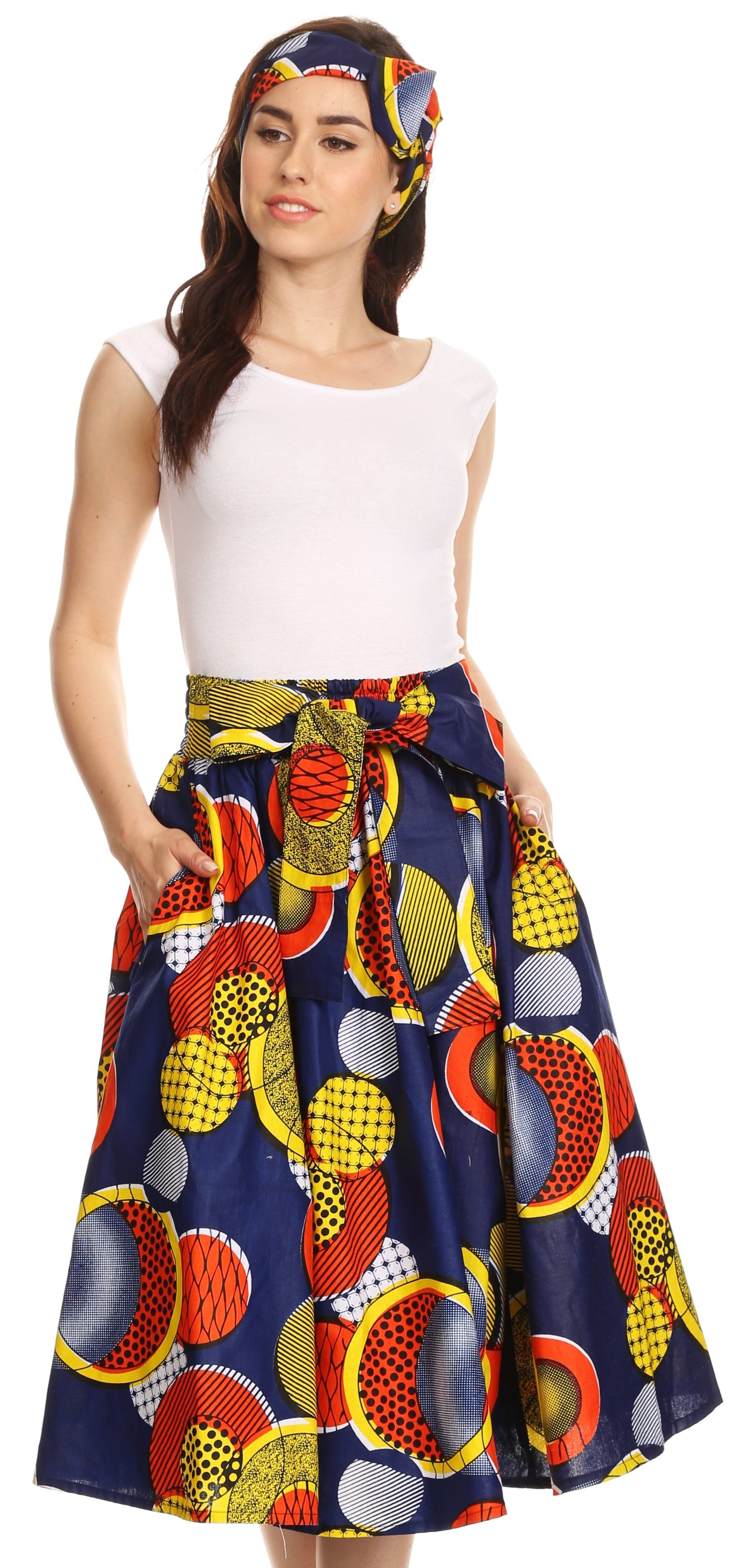 Sakkas African Dutch Ankara Wax Print Full Circle Skirt - Concordia Style Boutique