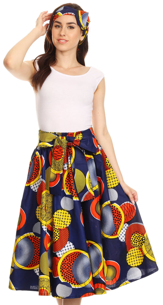 Sakkas African Dutch Ankara Wax Print Full Circle Skirt - Concordia Style Boutique
