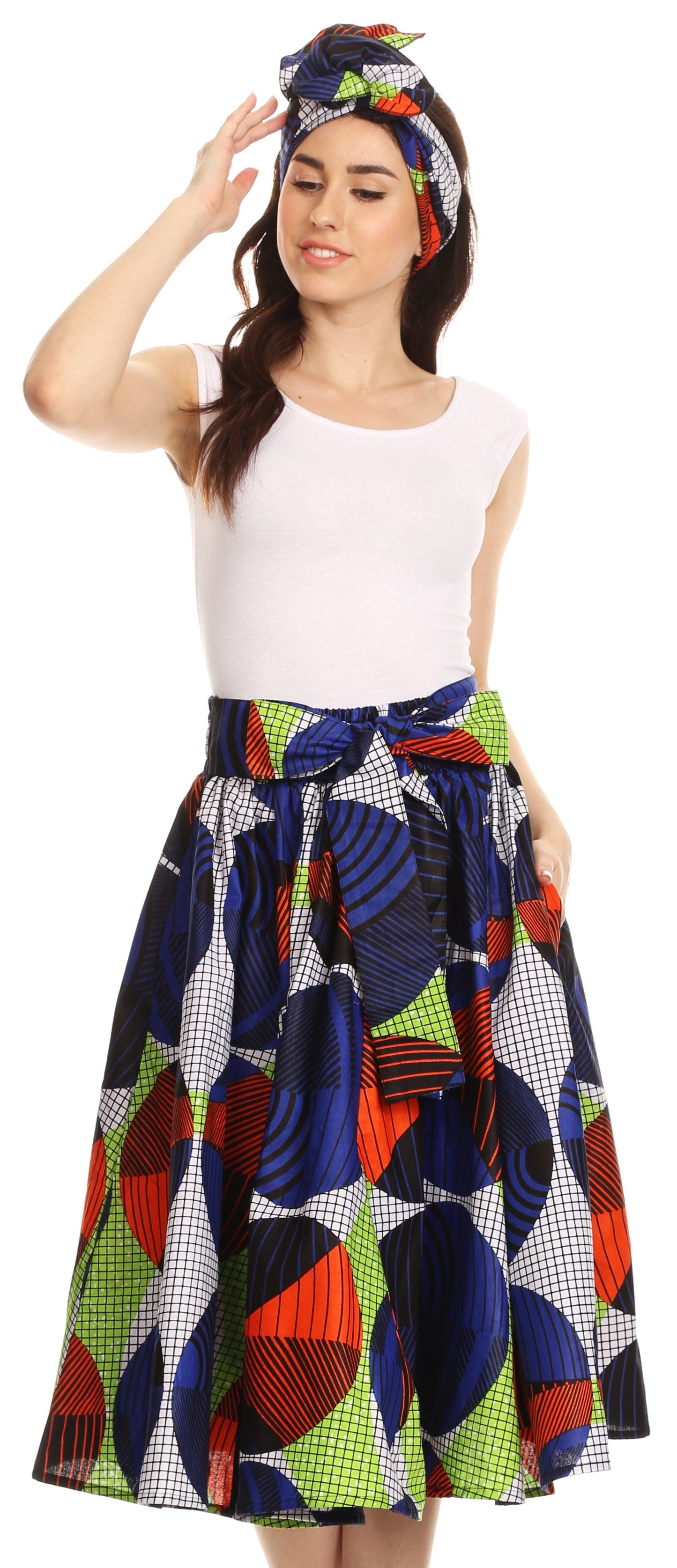 Sakkas African Dutch Ankara Wax Print Full Circle Skirt - Concordia Style Boutique