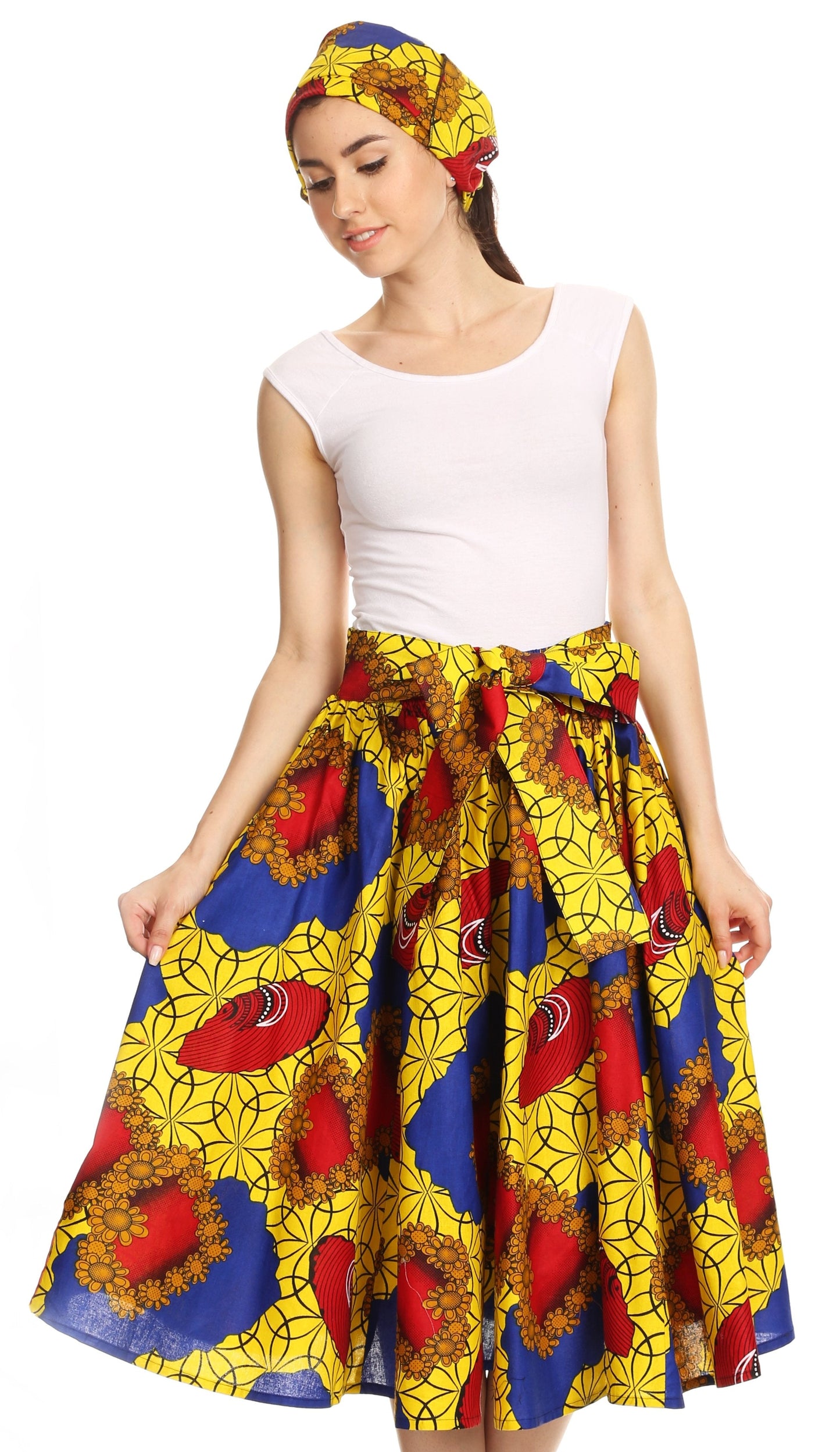 Sakkas African Dutch Ankara Wax Print Full Circle Skirt - Concordia Style Boutique