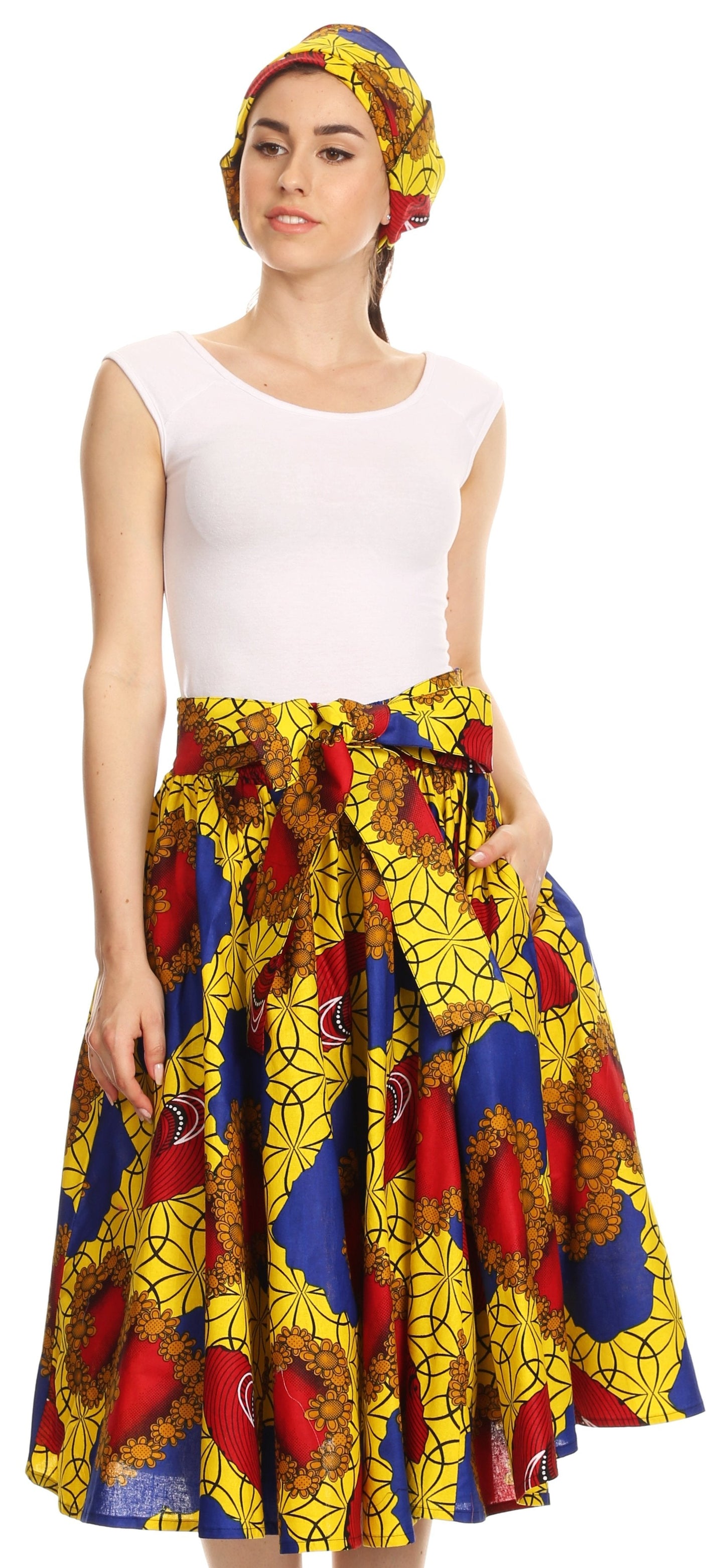 Sakkas African Dutch Ankara Wax Print Full Circle Skirt - Concordia Style Boutique