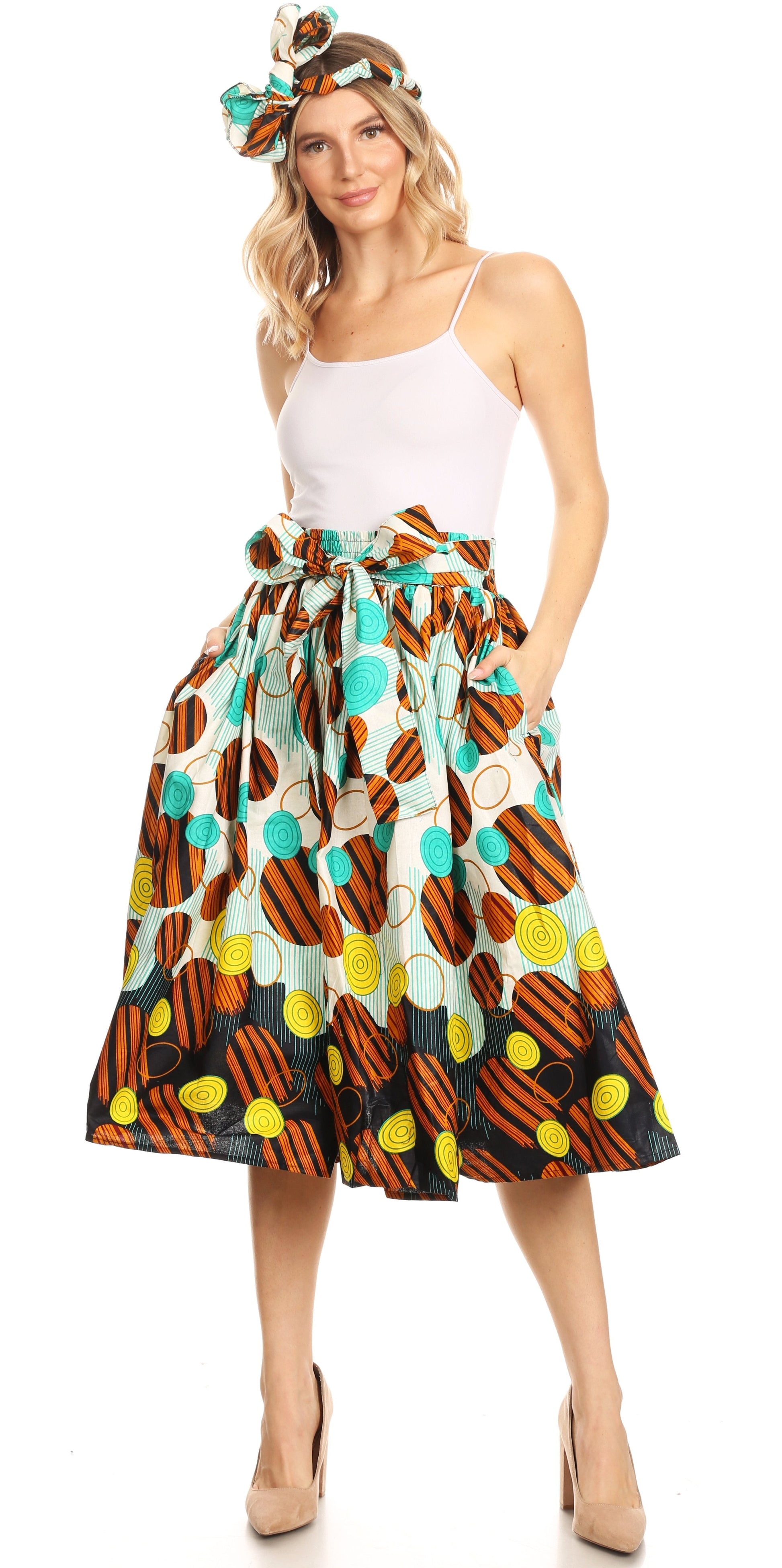 Sakkas African Dutch Ankara Wax Print Full Circle Skirt - Concordia Style Boutique