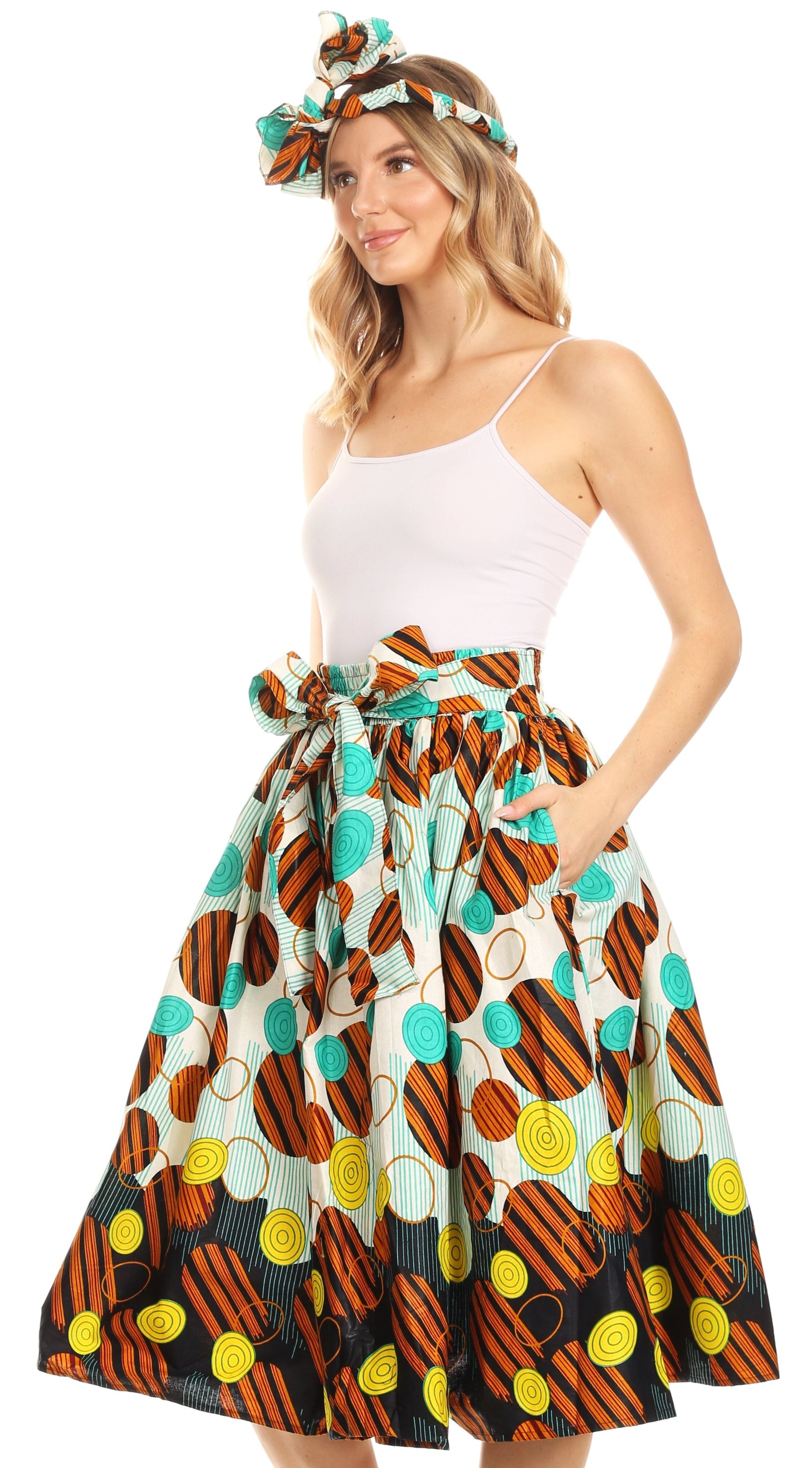 Sakkas African Dutch Ankara Wax Print Full Circle Skirt - Concordia Style Boutique