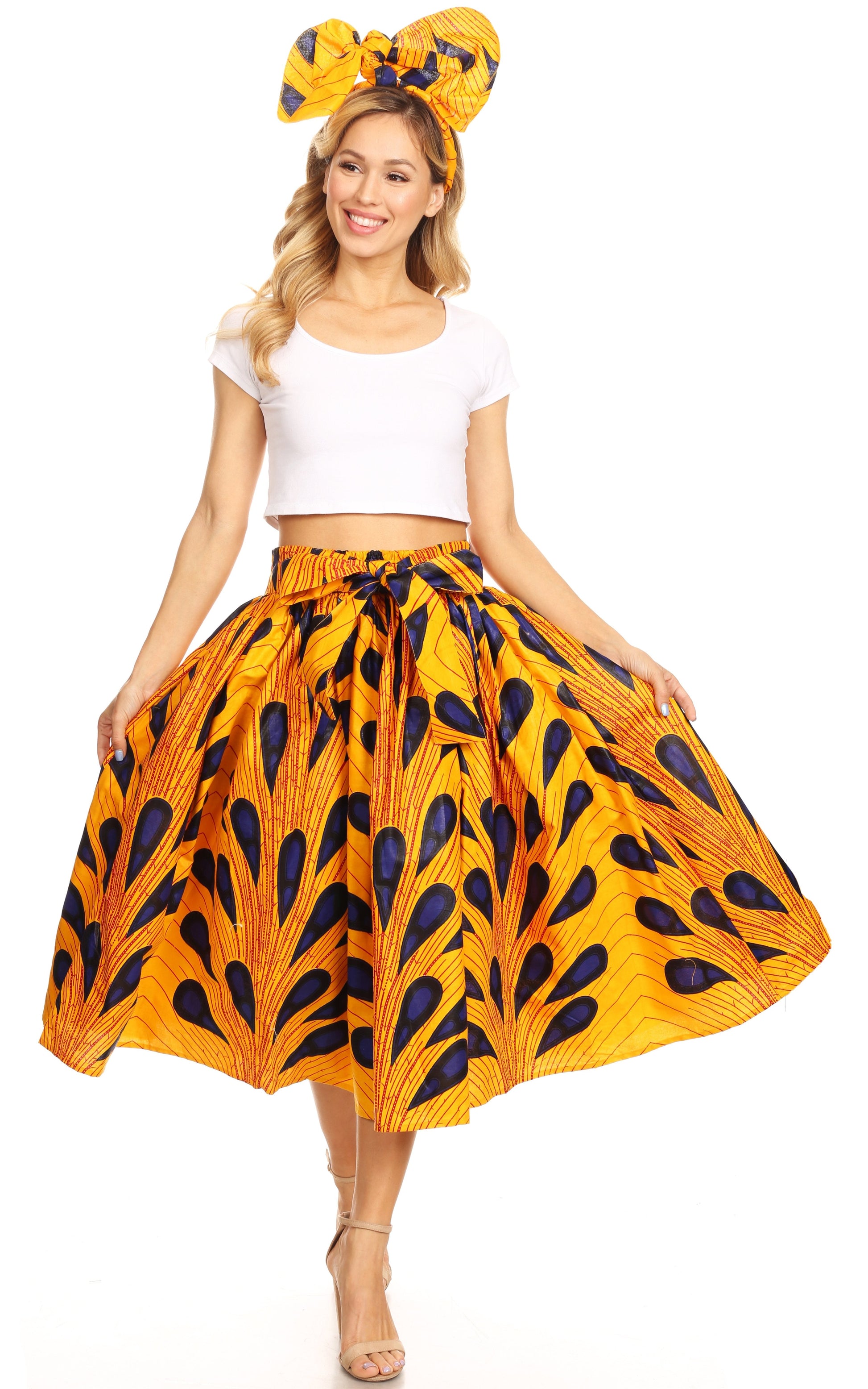Sakkas African Dutch Ankara Wax Print Full Circle Skirt - Concordia Style Boutique