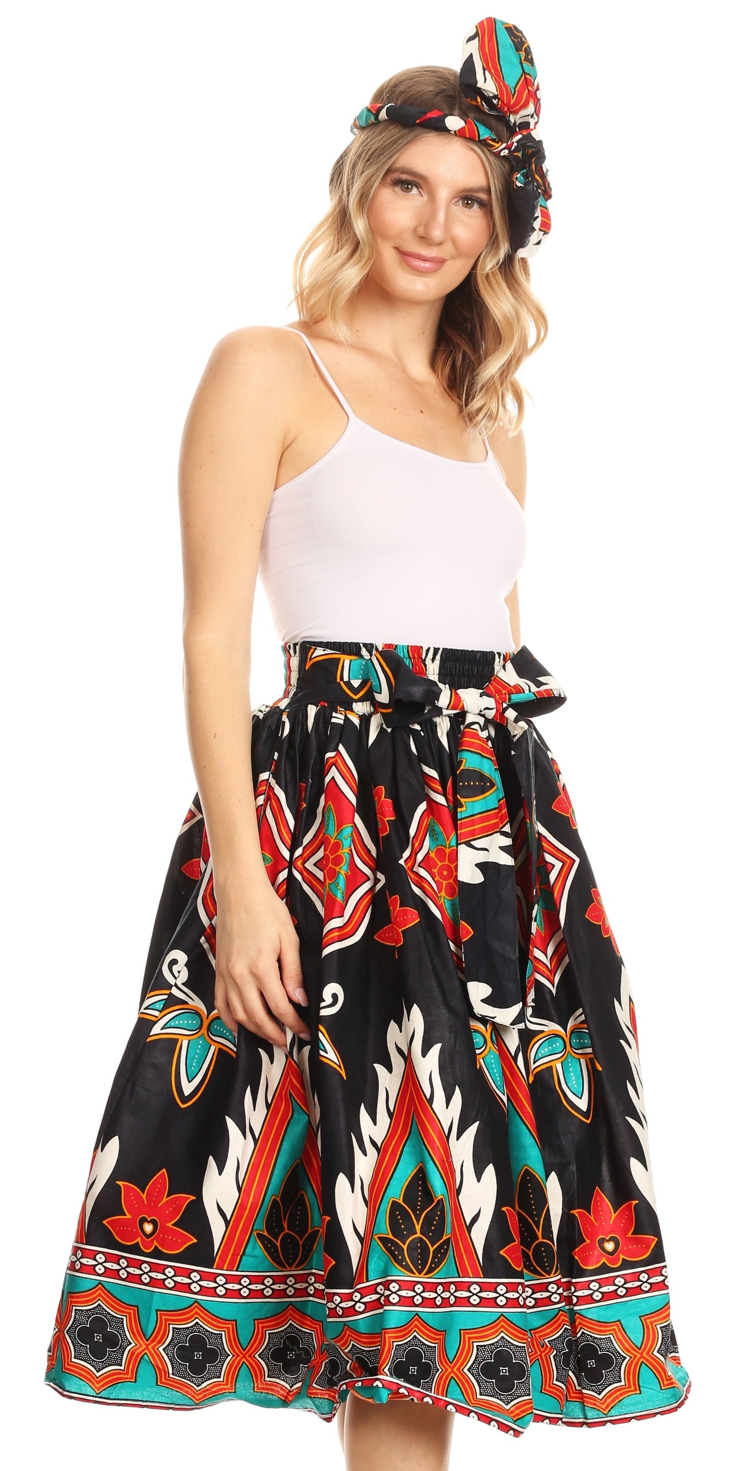 Sakkas African Dutch Ankara Wax Print Full Circle Skirt - Concordia Style Boutique