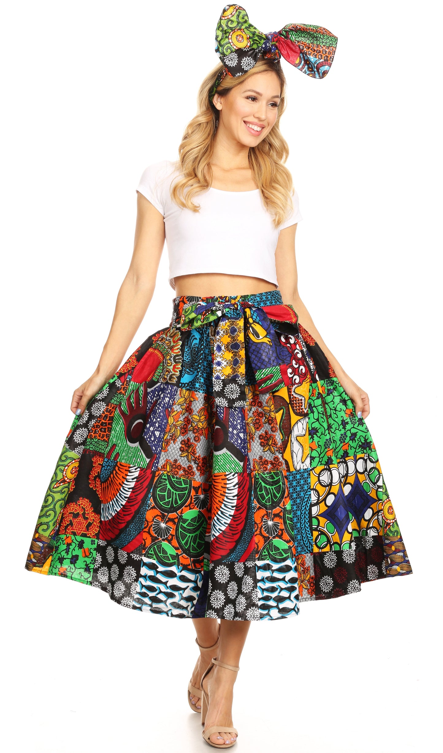 Sakkas African Dutch Ankara Wax Print Full Circle Skirt - Concordia Style Boutique