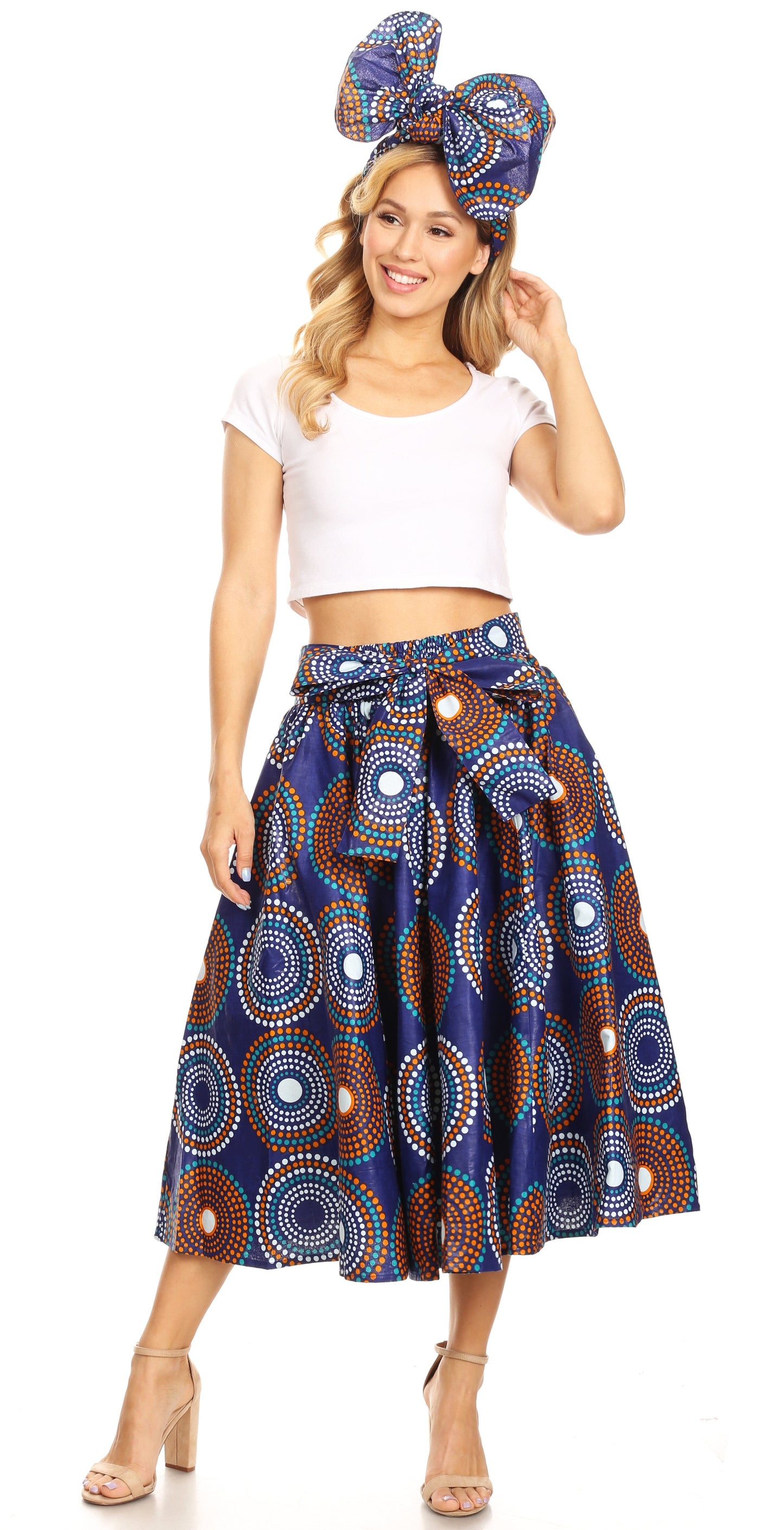 Sakkas African Dutch Ankara Wax Print Full Circle Skirt - Concordia Style Boutique