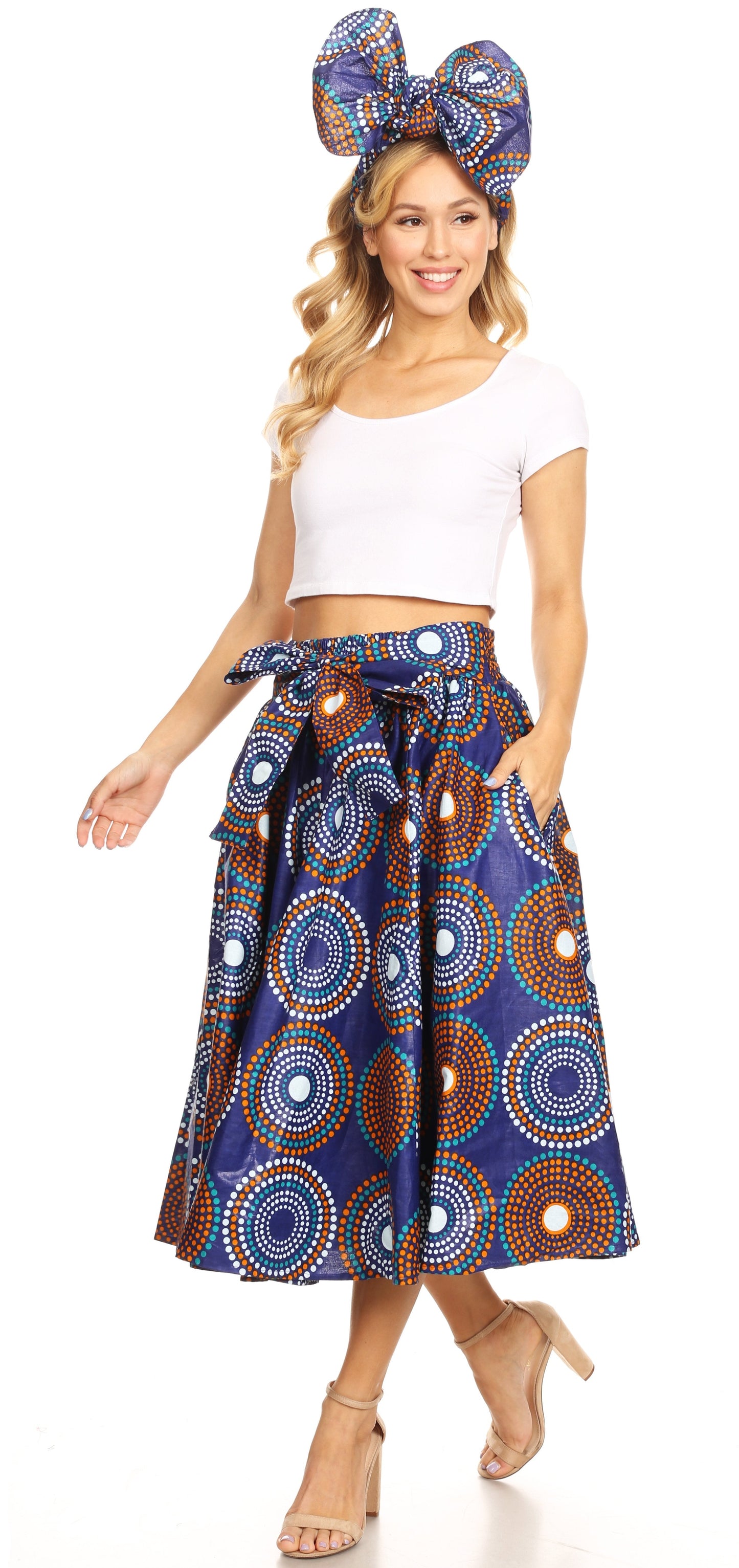Sakkas African Dutch Ankara Wax Print Full Circle Skirt - Concordia Style Boutique