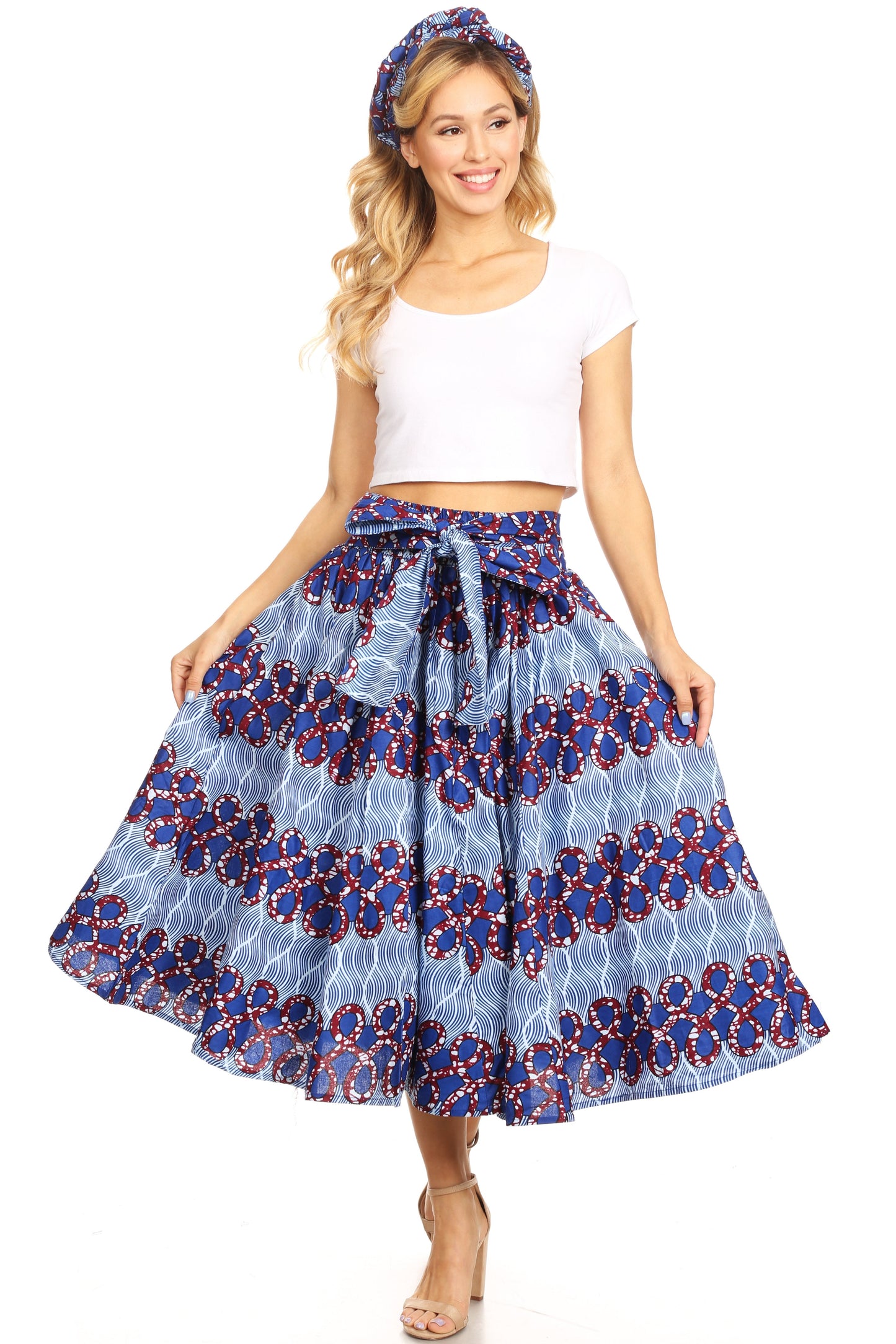 Sakkas African Dutch Ankara Wax Print Full Circle Skirt - Concordia Style Boutique