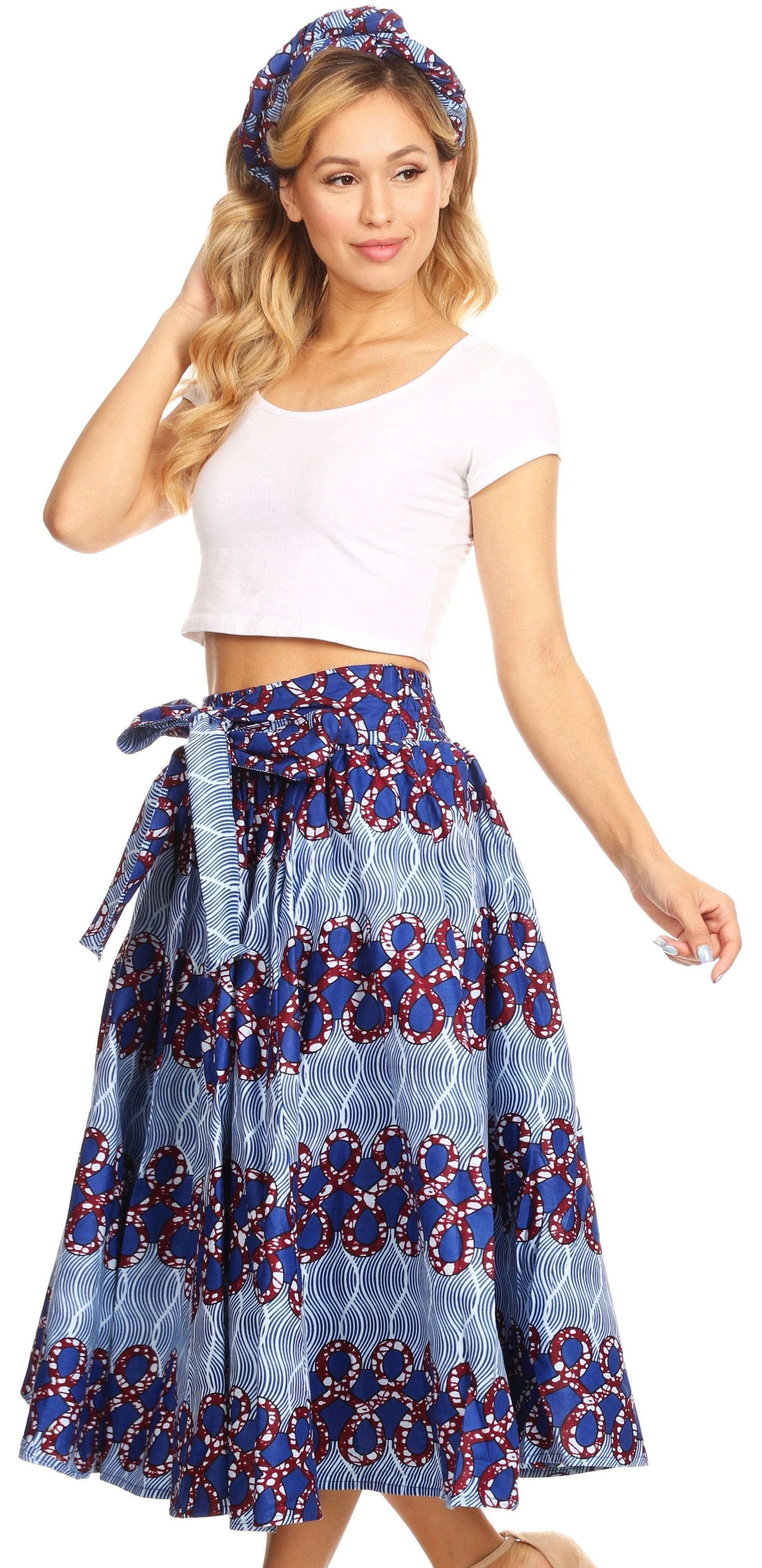 Sakkas African Dutch Ankara Wax Print Full Circle Skirt - Concordia Style Boutique