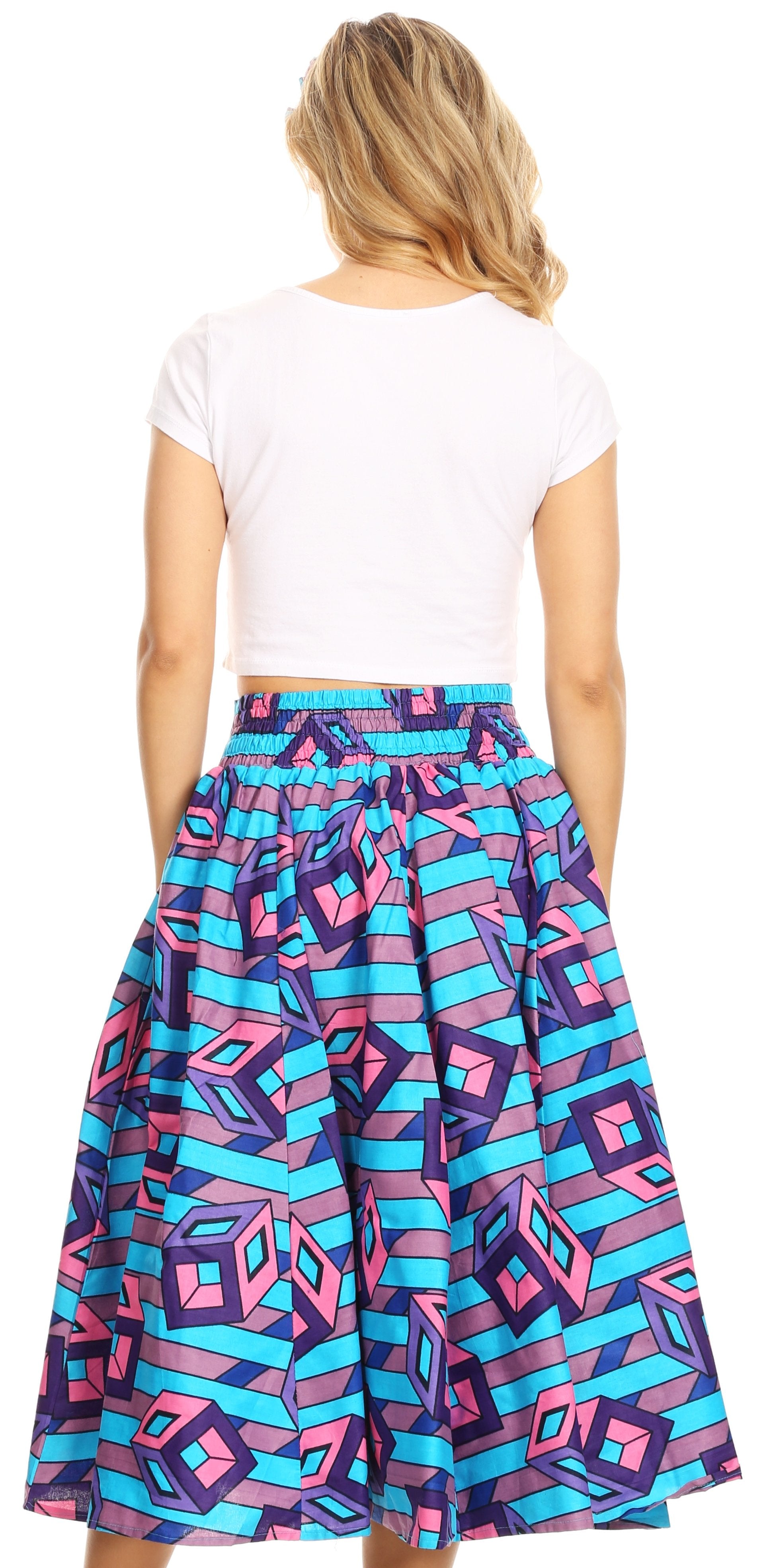 Sakkas African Dutch Ankara Wax Print Full Circle Skirt - Concordia Style Boutique