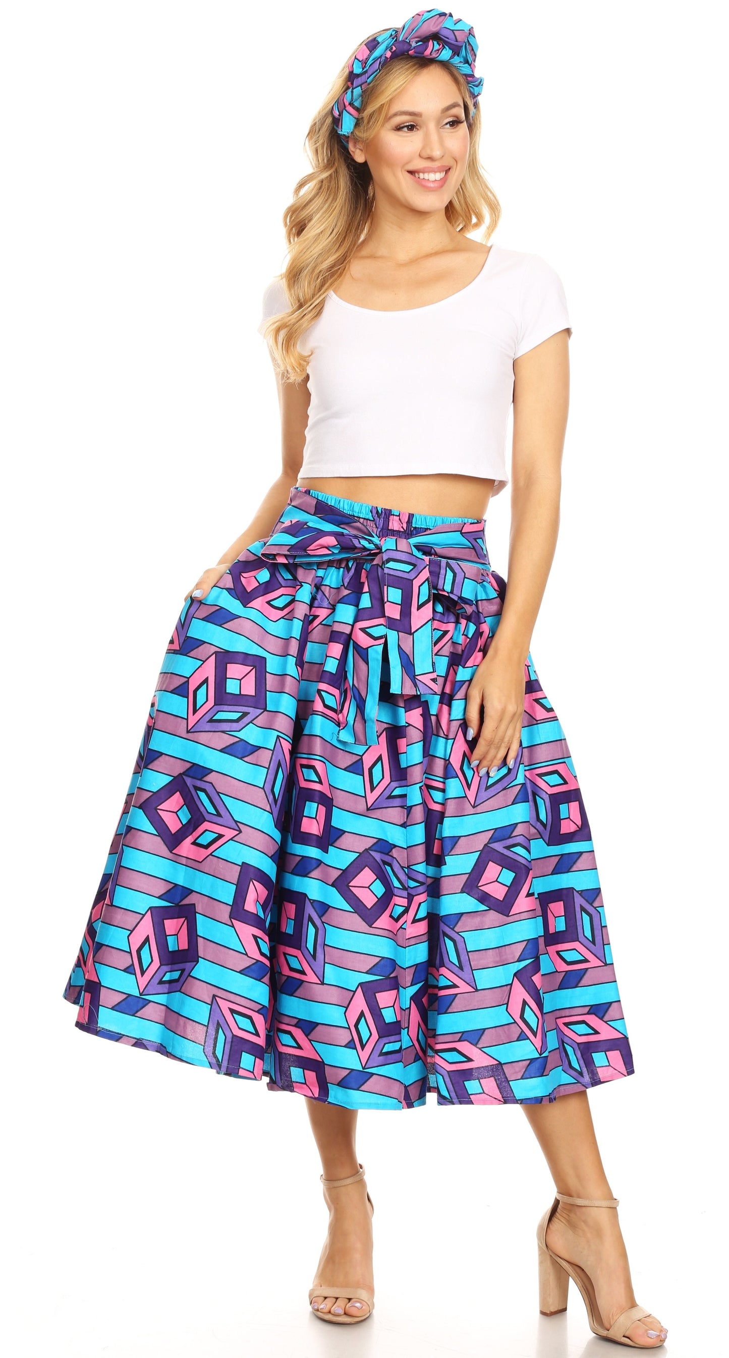 Sakkas African Dutch Ankara Wax Print Full Circle Skirt - Concordia Style Boutique