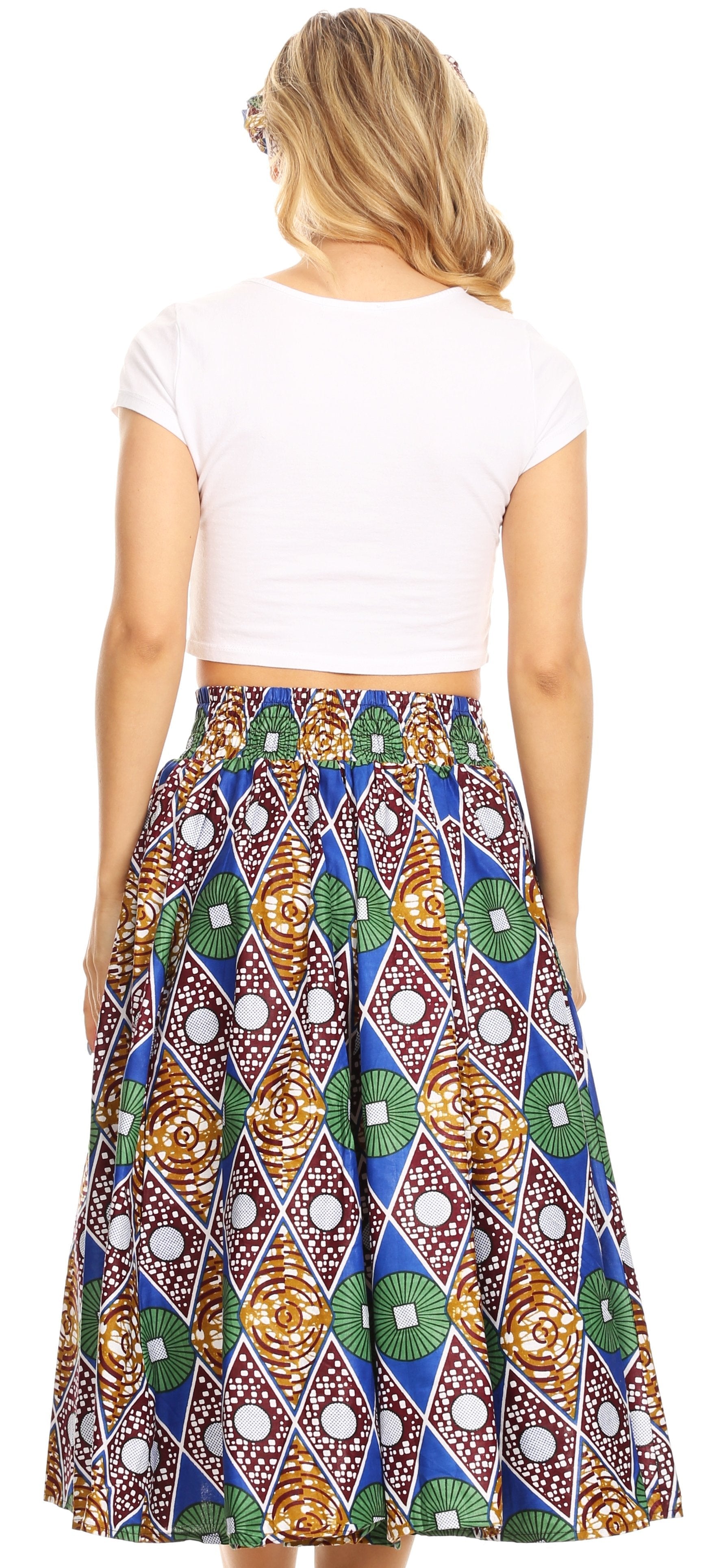 Sakkas African Dutch Ankara Wax Print Full Circle Skirt - Concordia Style Boutique