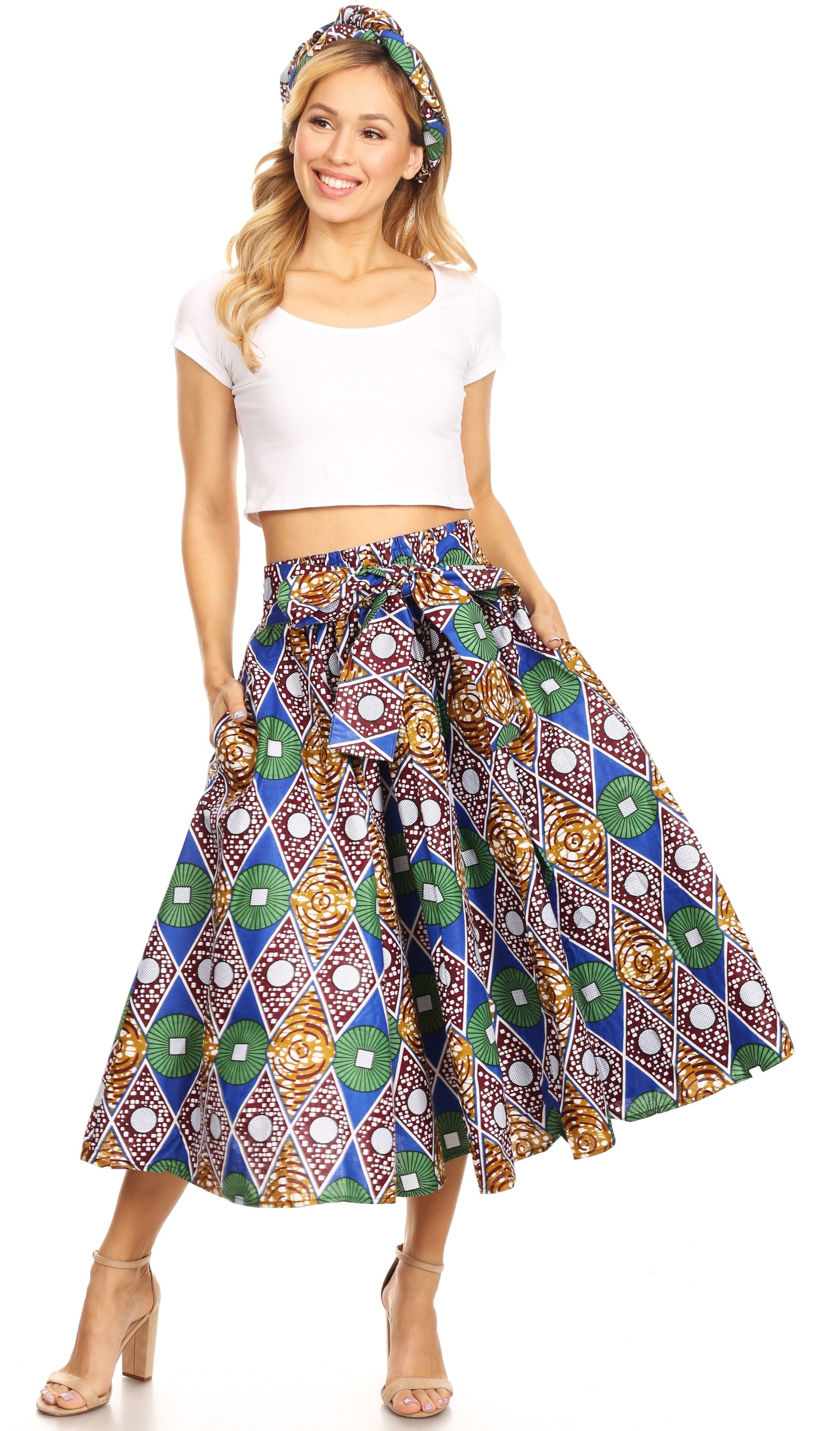 Sakkas African Dutch Ankara Wax Print Full Circle Skirt - Concordia Style Boutique