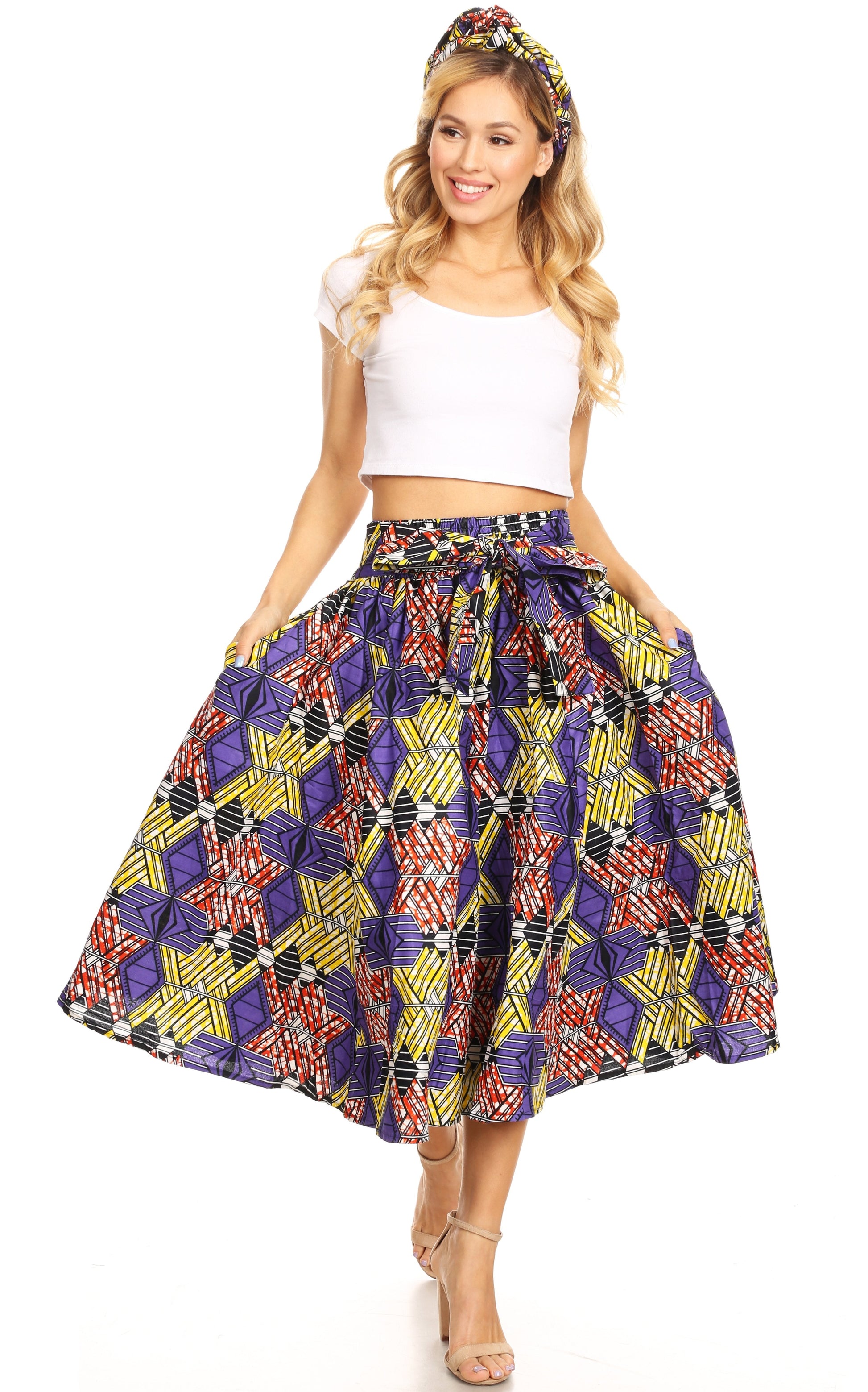 Sakkas African Dutch Ankara Wax Print Full Circle Skirt - Concordia Style Boutique