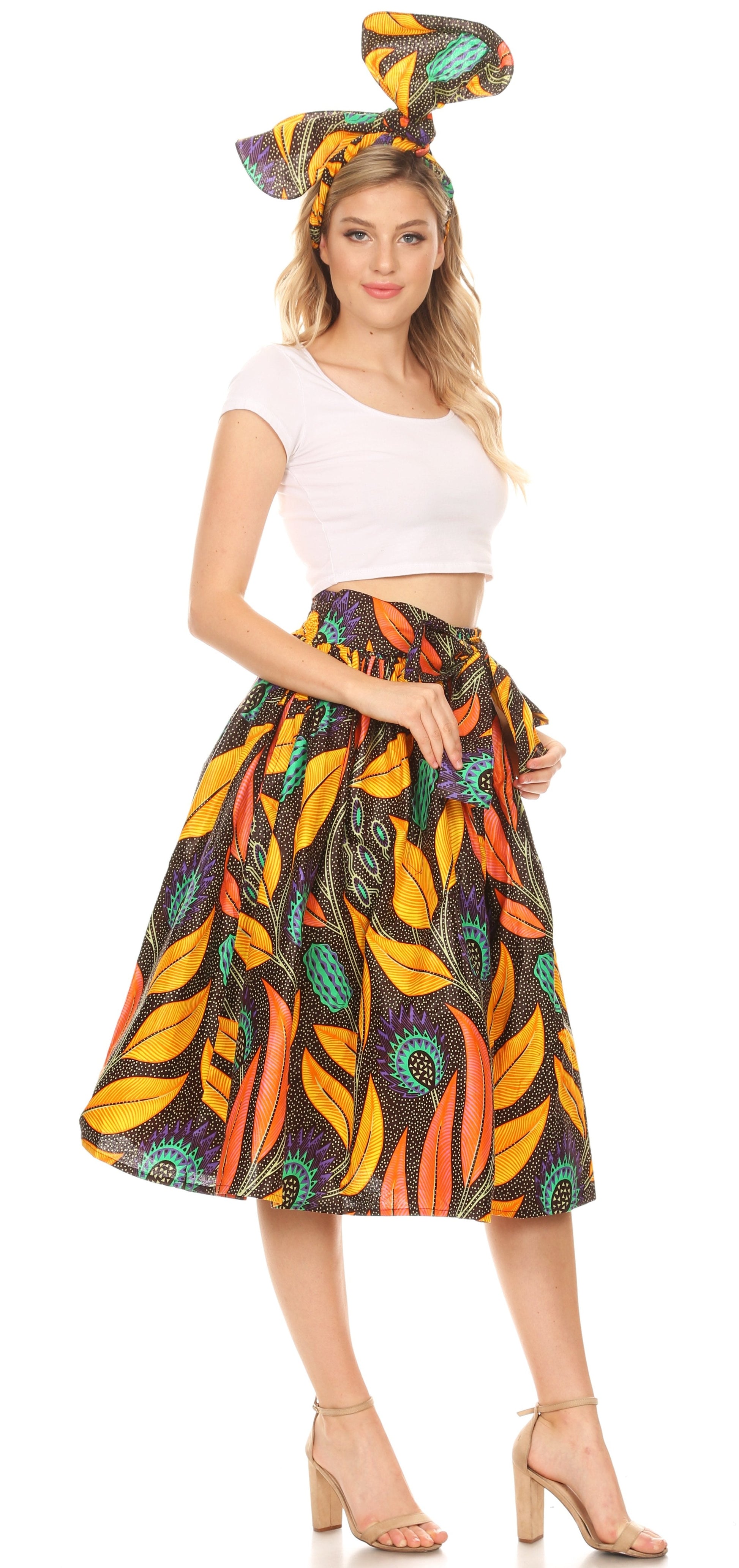 Sakkas African Dutch Ankara Wax Print Full Circle Skirt - Concordia Style Boutique