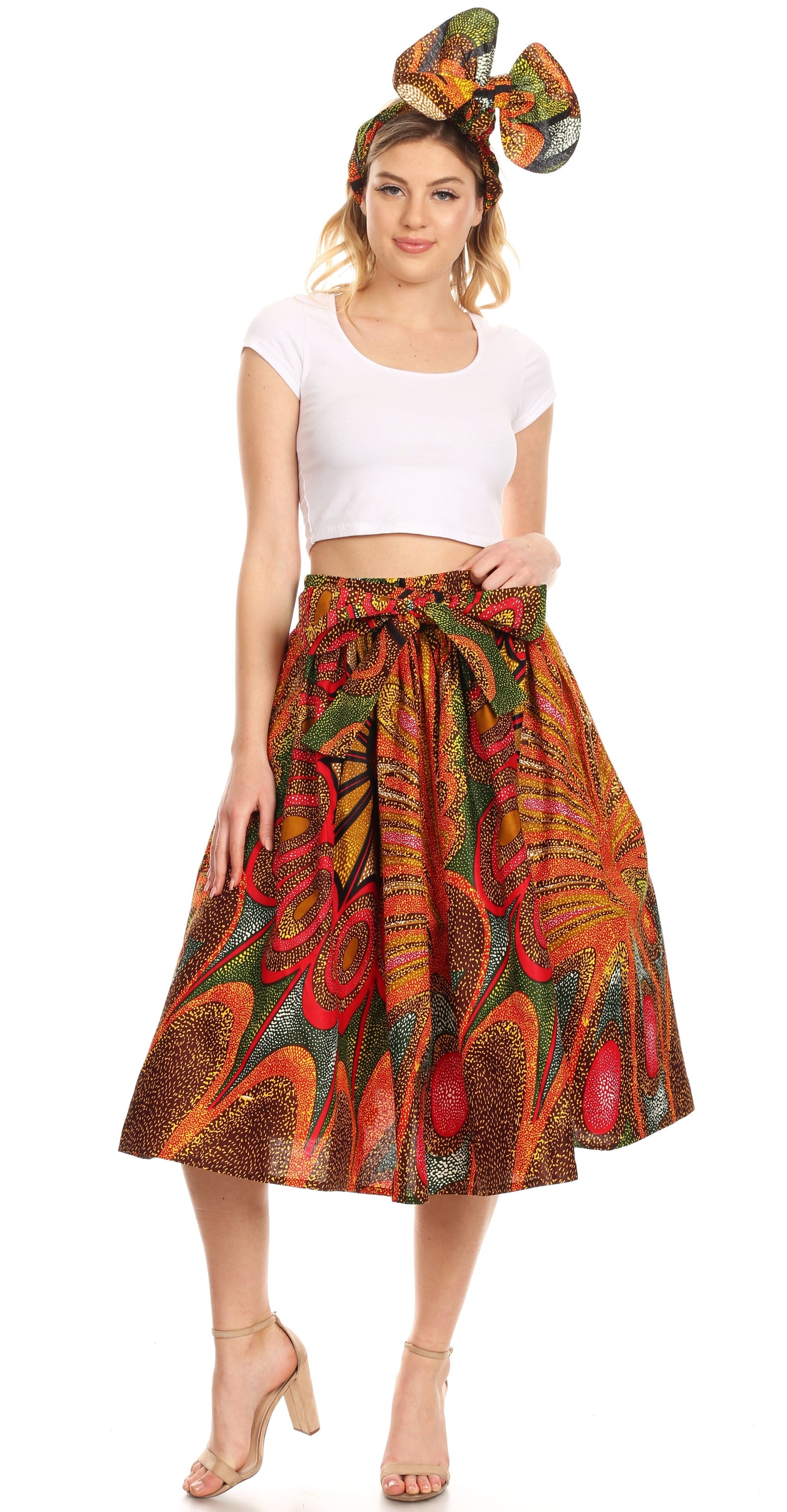 Sakkas African Dutch Ankara Wax Print Full Circle Skirt - Concordia Style Boutique