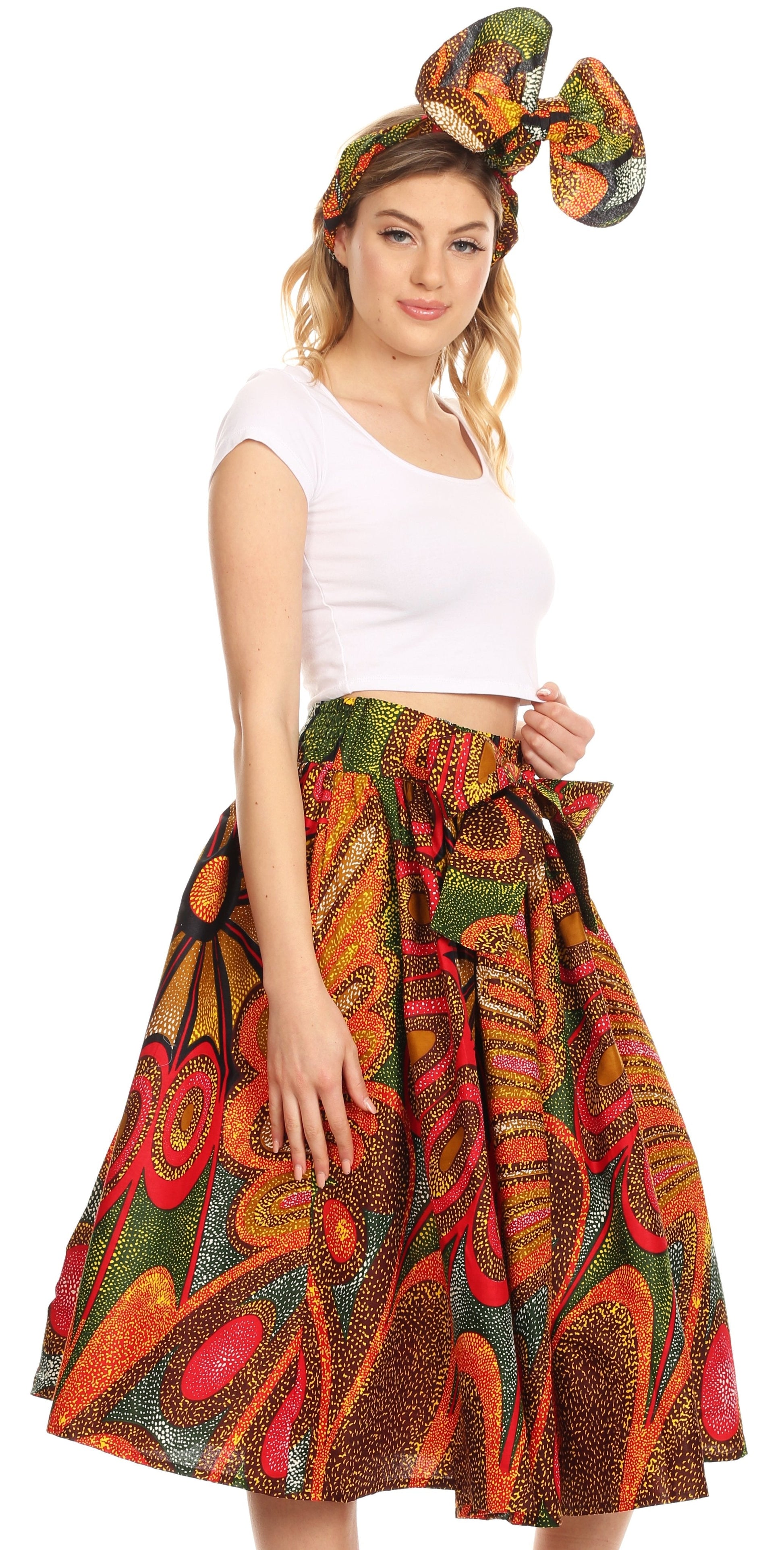 Sakkas African Dutch Ankara Wax Print Full Circle Skirt - Concordia Style Boutique