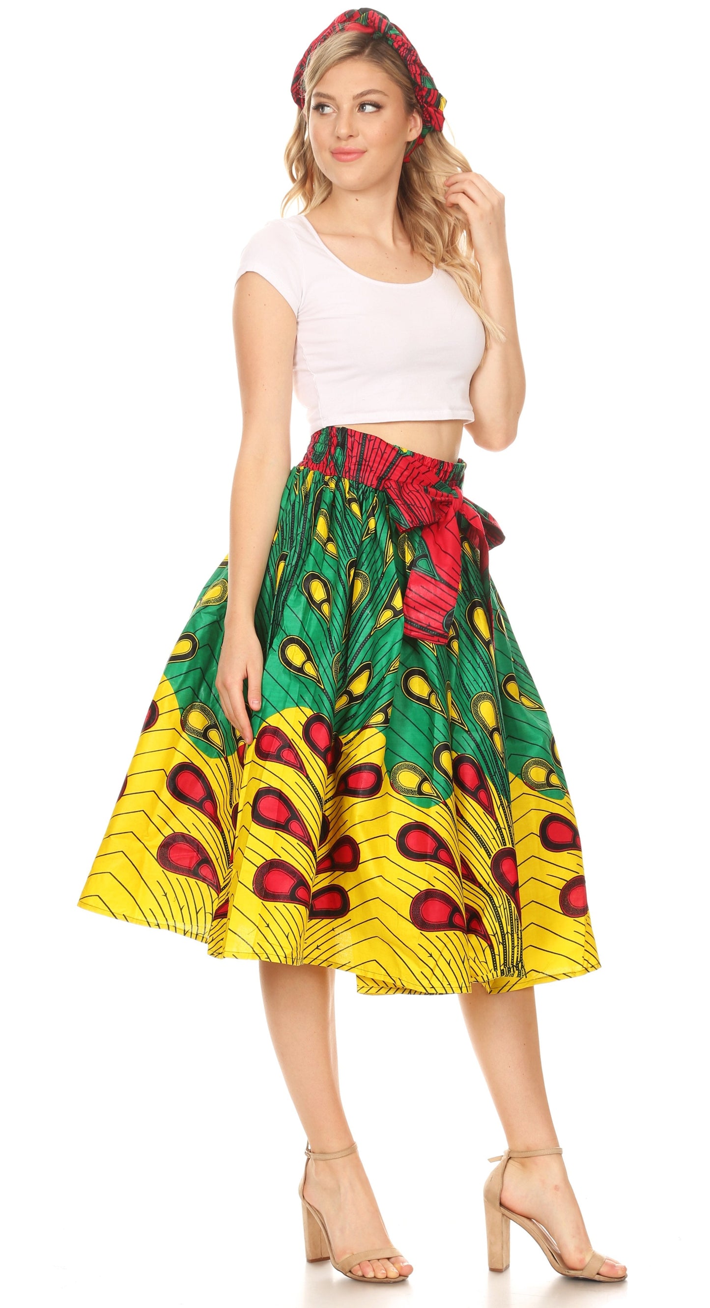 Sakkas African Dutch Ankara Wax Print Full Circle Skirt - Concordia Style Boutique