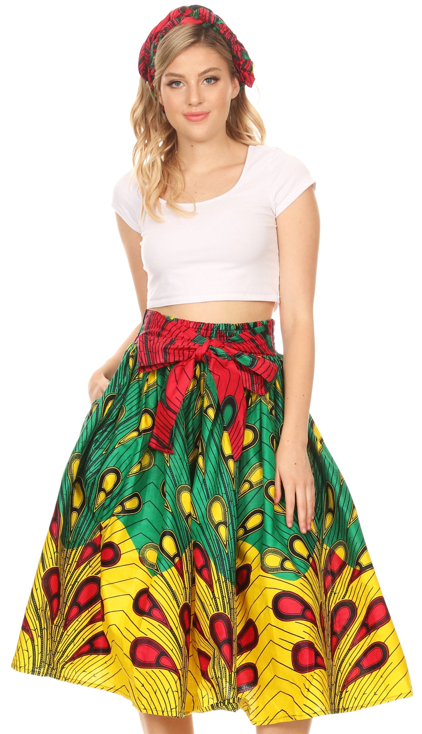 Sakkas African Dutch Ankara Wax Print Full Circle Skirt - Concordia Style Boutique