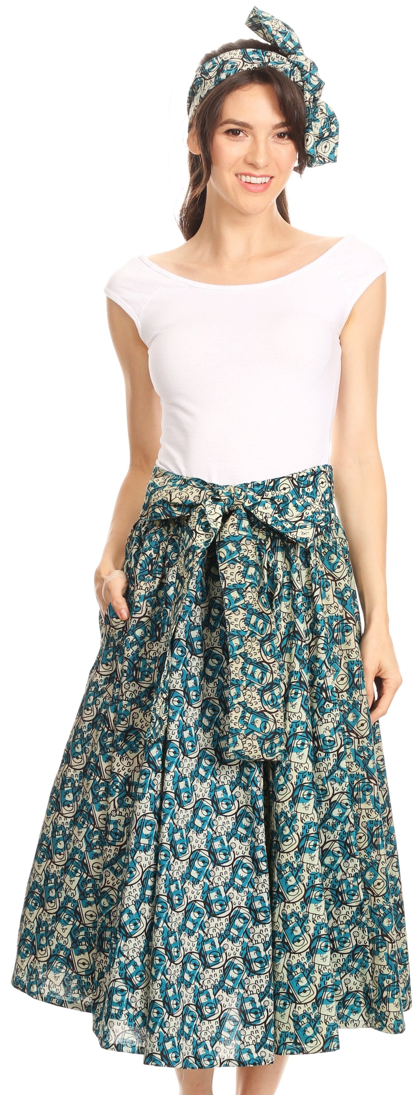Sakkas African Dutch Ankara Wax Print Full Circle Skirt - Concordia Style Boutique