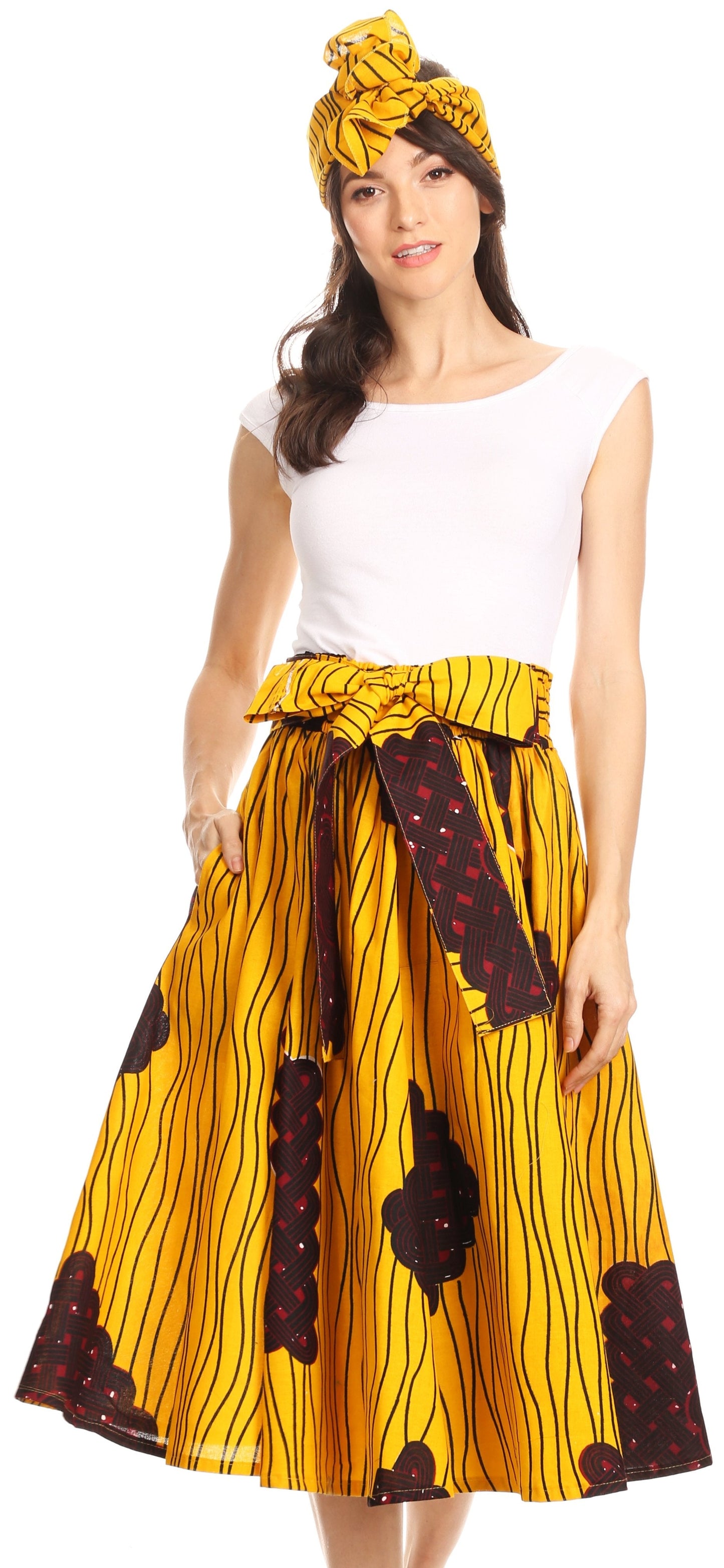 Sakkas African Dutch Ankara Wax Print Full Circle Skirt - Concordia Style Boutique