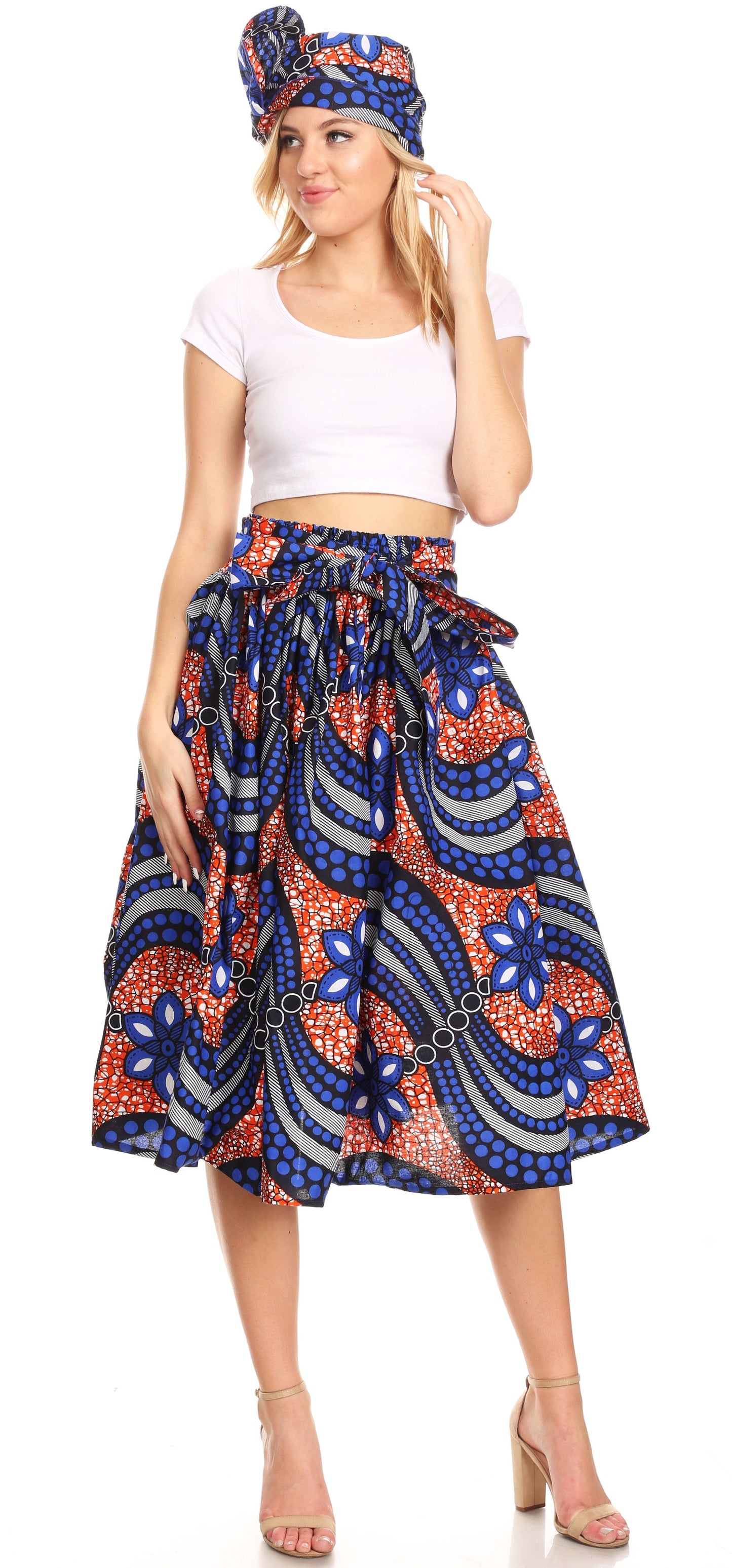 Sakkas African Dutch Ankara Wax Print Full Circle Skirt - Concordia Style Boutique