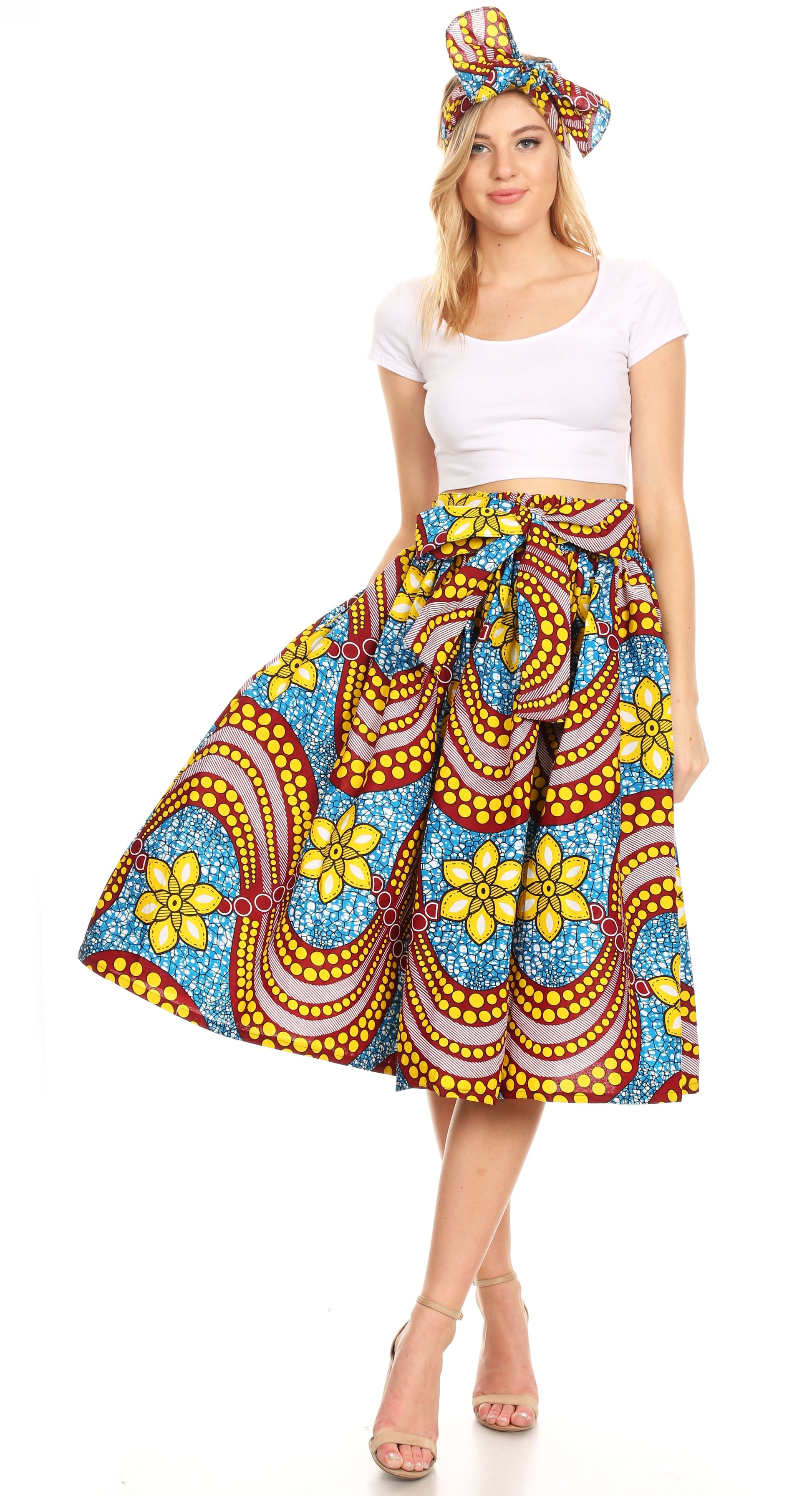 Sakkas African Dutch Ankara Wax Print Full Circle Skirt - Concordia Style Boutique
