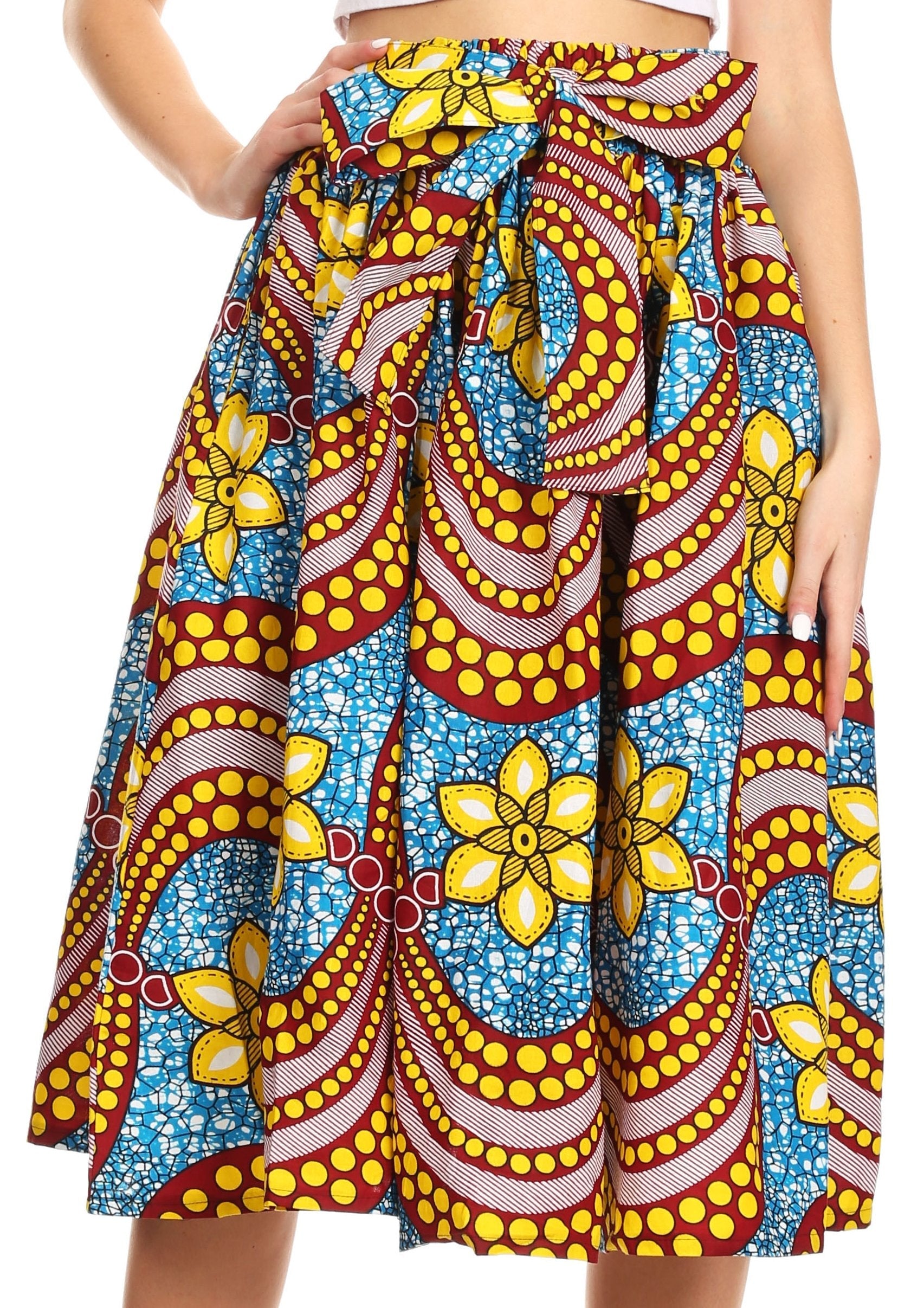 Sakkas African Dutch Ankara Wax Print Full Circle Skirt - Concordia Style Boutique