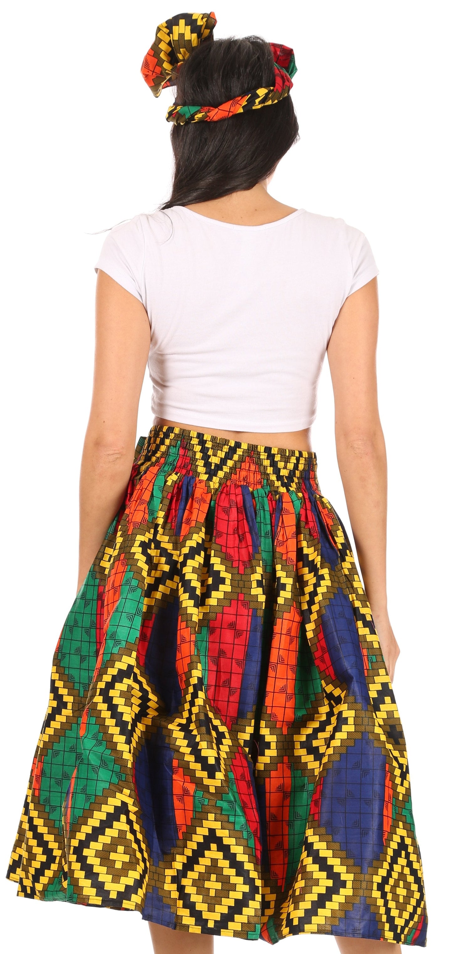 Sakkas African Dutch Ankara Wax Print Full Circle Skirt - Concordia Style Boutique