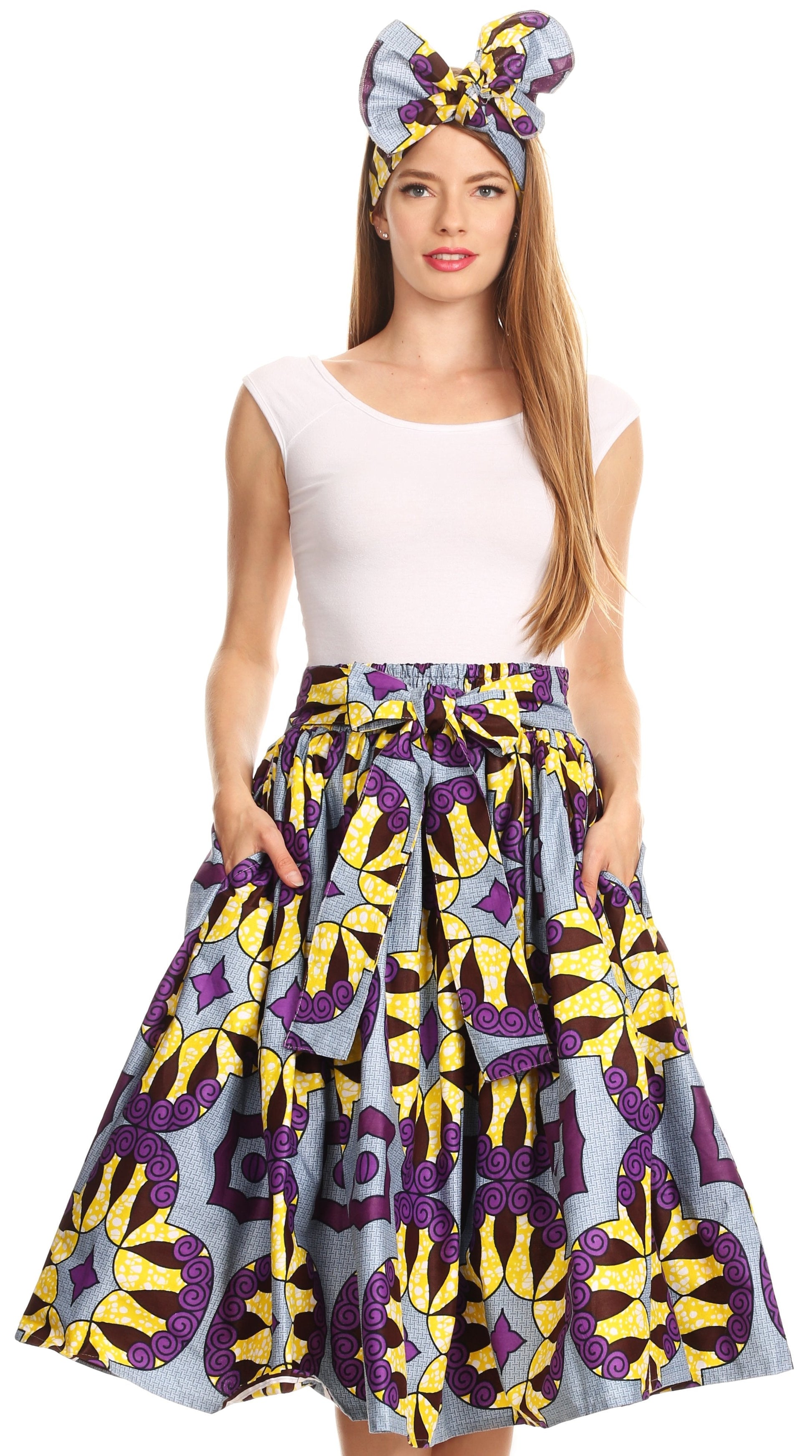 Sakkas African Dutch Ankara Wax Print Full Circle Skirt - Concordia Style Boutique